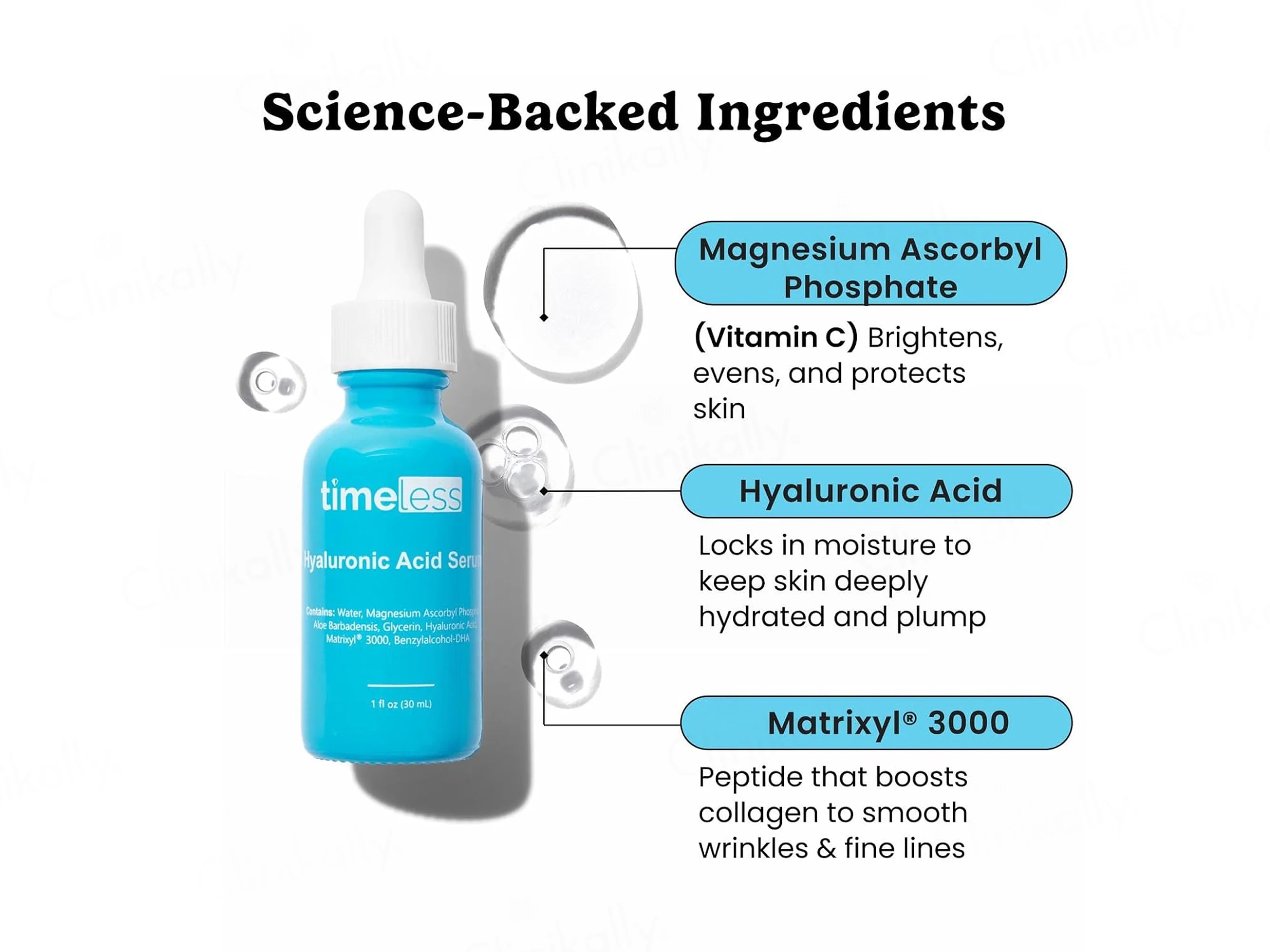 Timeless Skin Care Hyaluronic Acid Face Serum With Vitamin C & Matrixyl 3000 - Image 3