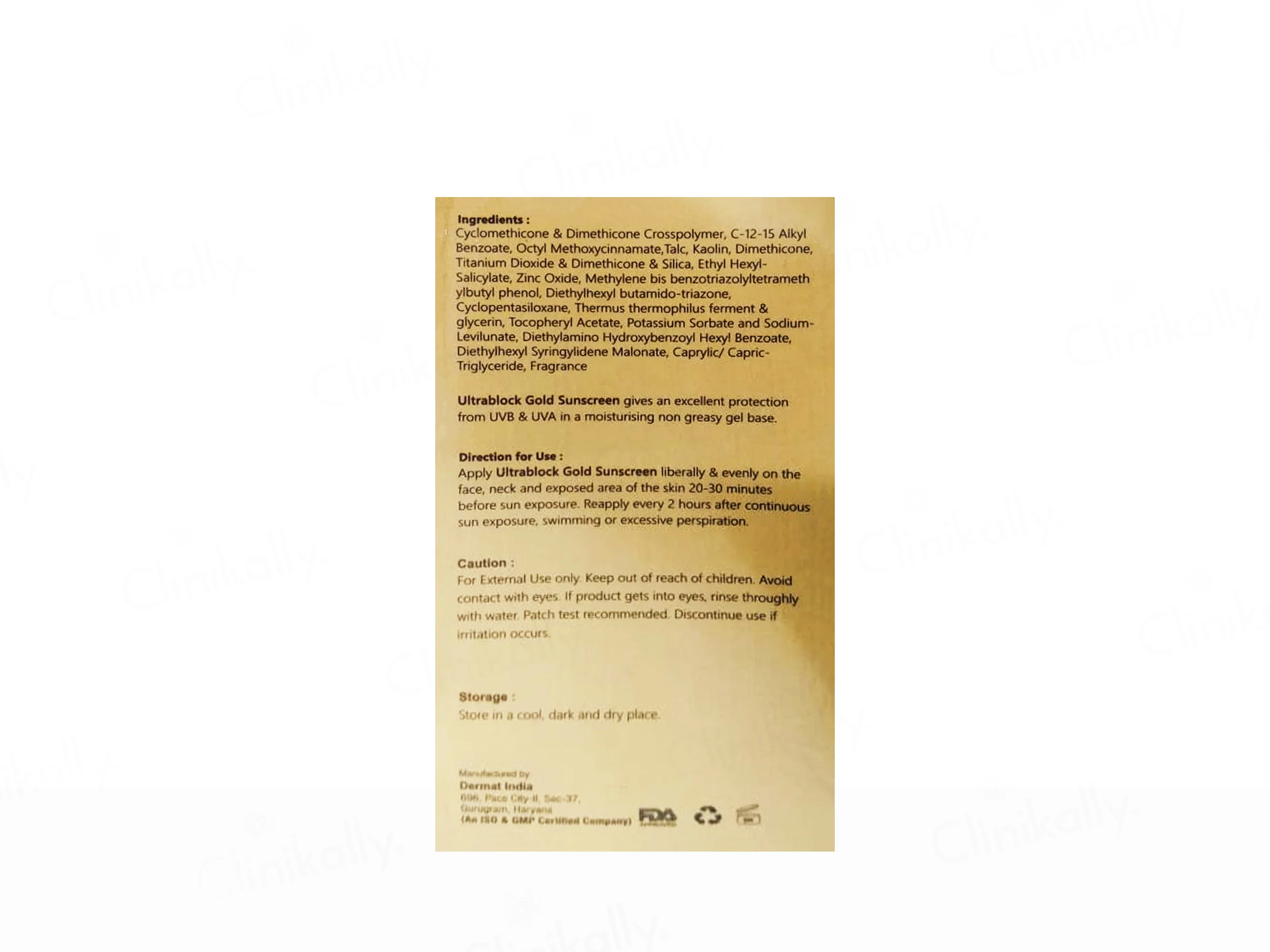 Ultrablock Gold Tinted Matte Finish Sunscreen Gel SPF 50+ PA+++ - Image 2