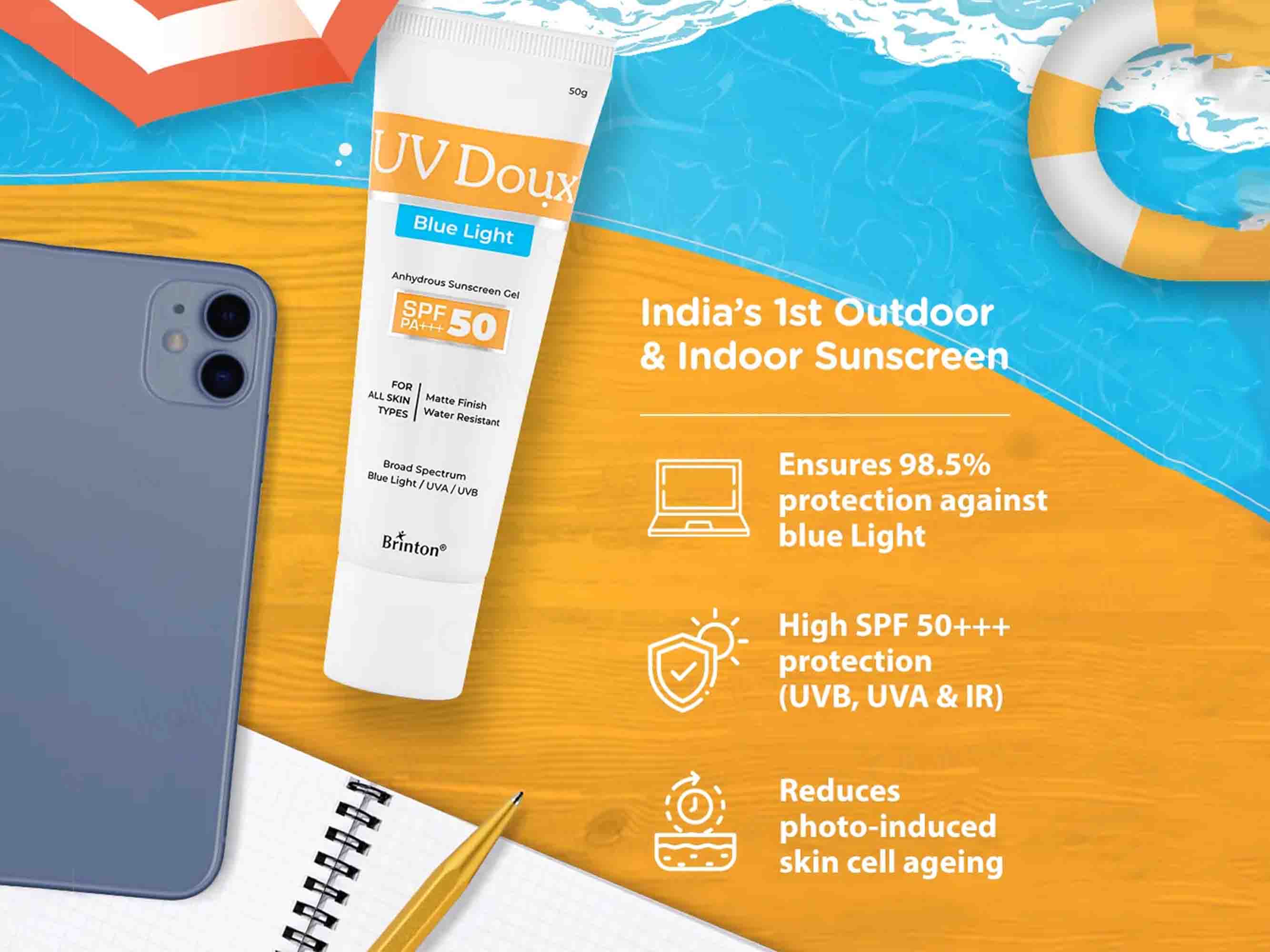 UV Doux Blue Light Anhydrous Sunscreen Gel SPF 50 PA+++ - Image 6