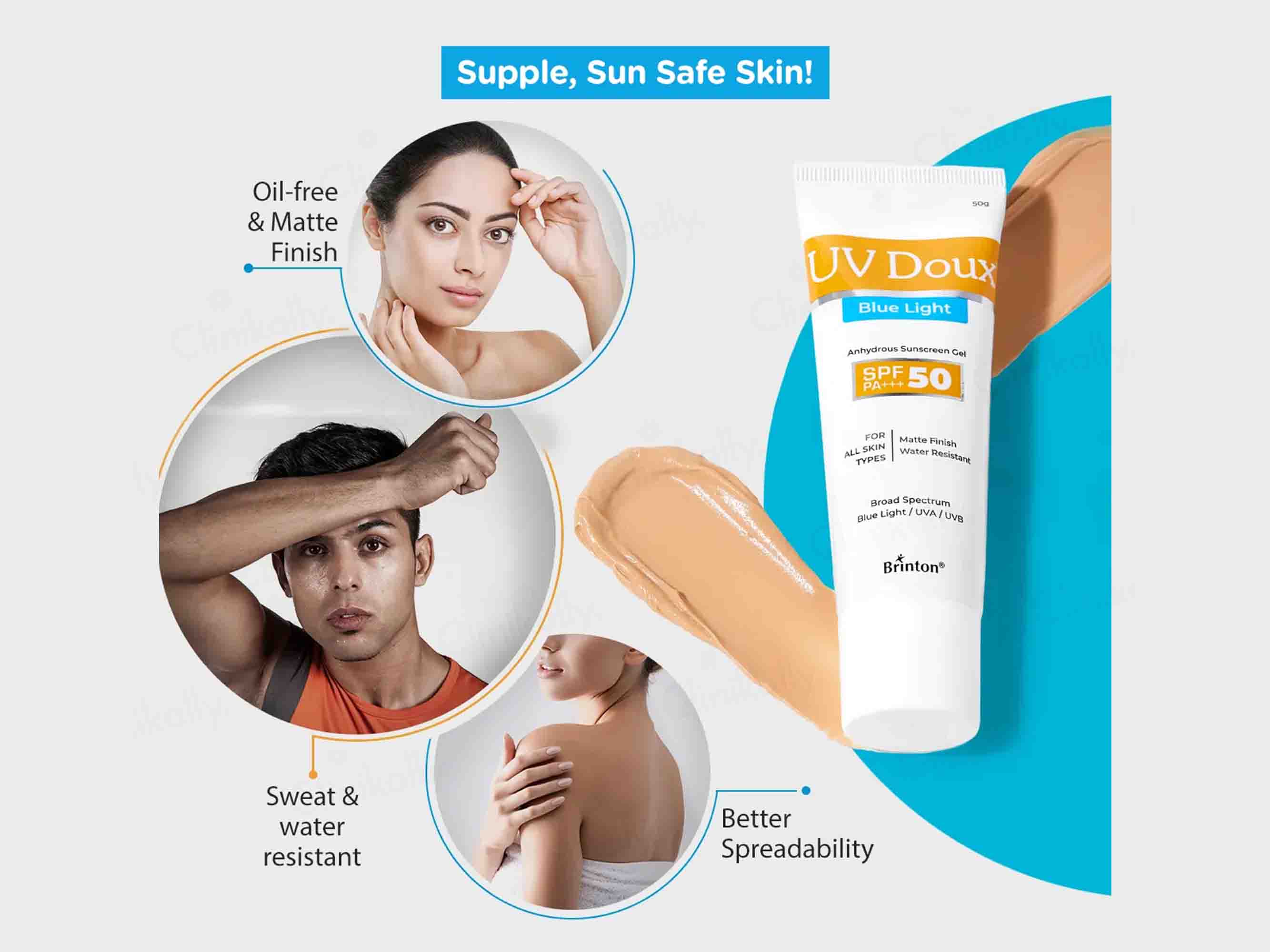 UV Doux Blue Light Anhydrous Sunscreen Gel SPF 50 PA+++ - Image 7