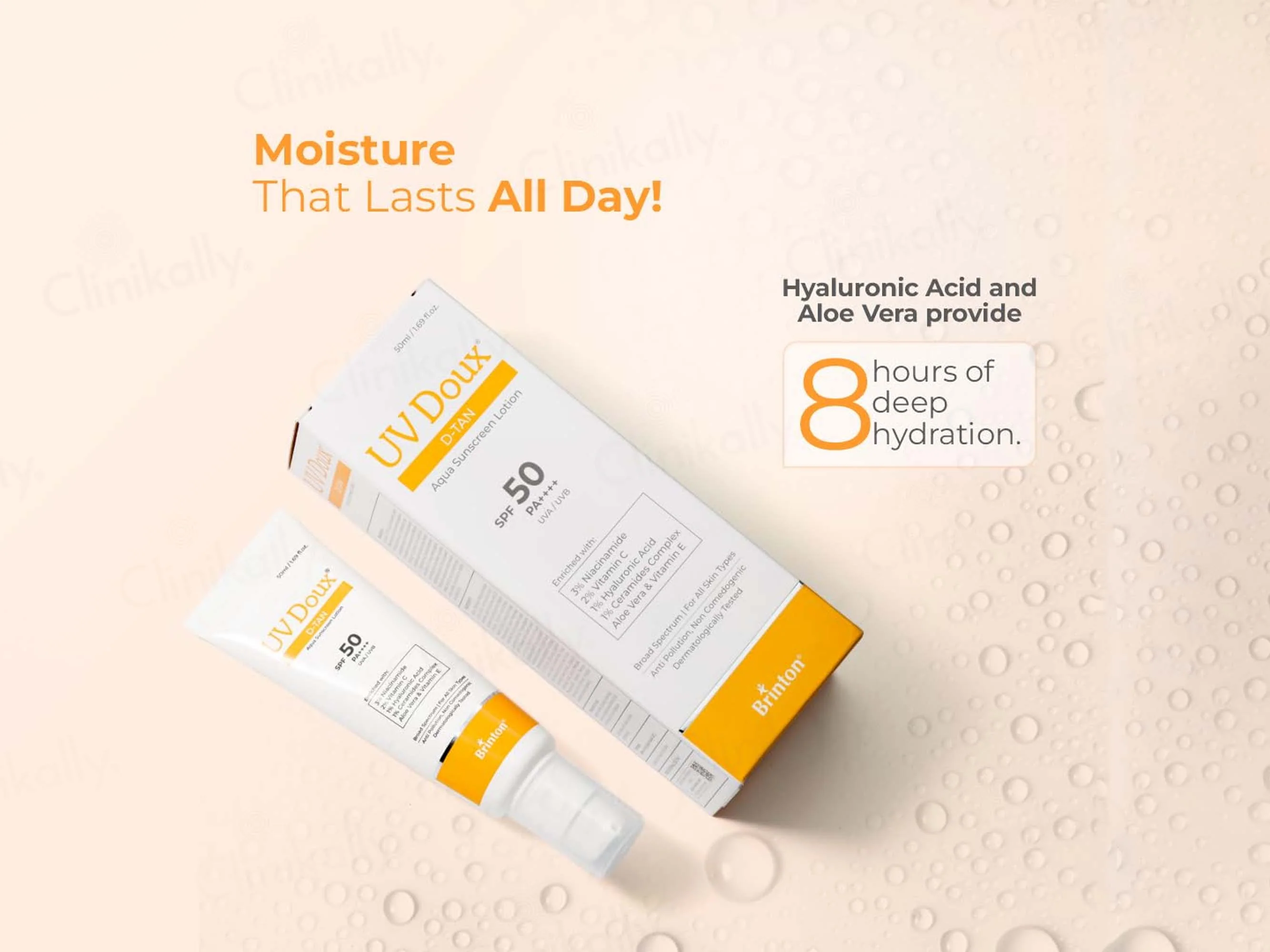 UV Doux D-Tan Aqua Sunscreen Lotion SPF 50 PA++++ - Image 4