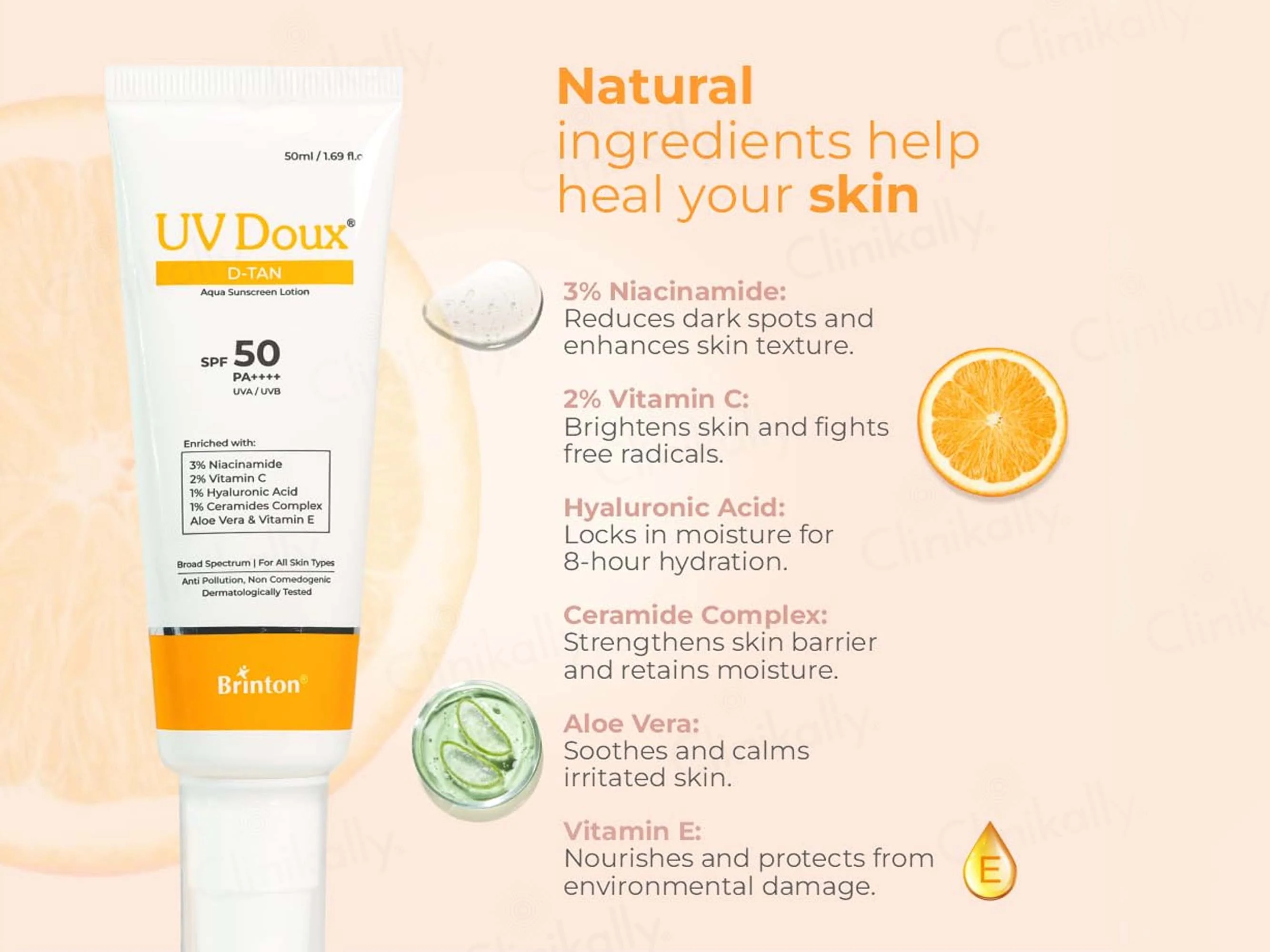 UV Doux D-Tan Aqua Sunscreen Lotion SPF 50 PA++++ - Image 5