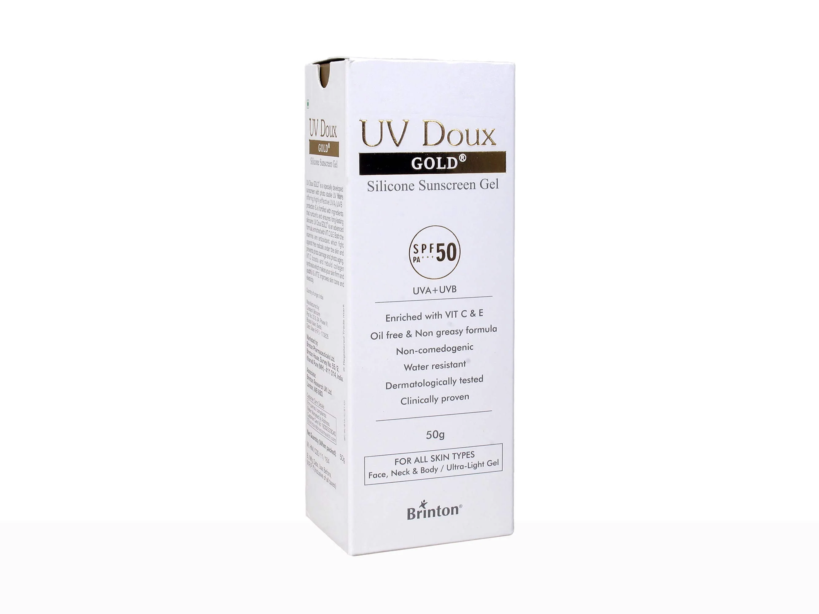UV Doux Gold Silicone Sunscreen Gel SPF 50 PA+++ - Image 3