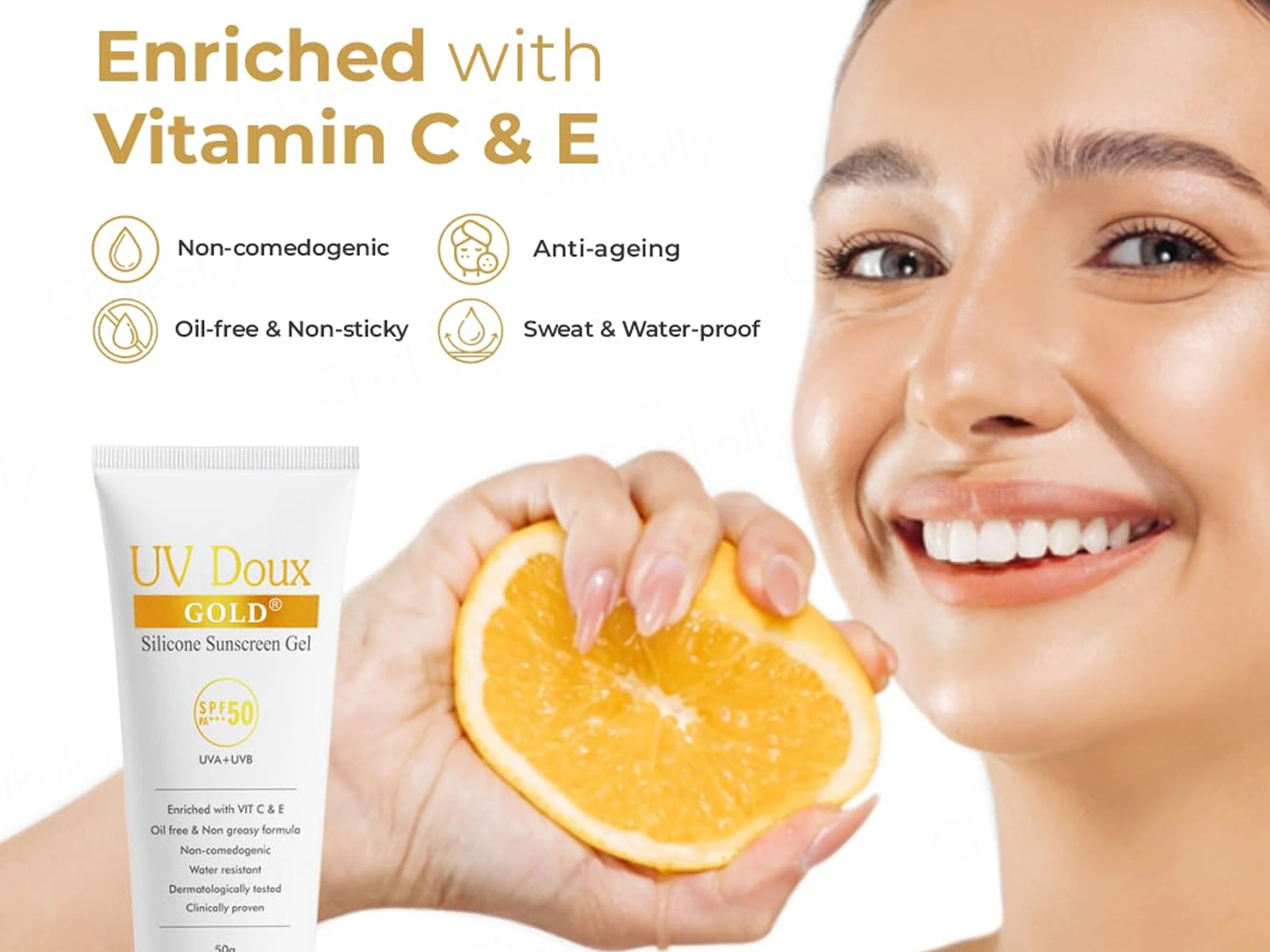 UV Doux Gold Silicone Sunscreen Gel SPF 50 PA+++ - Image 6