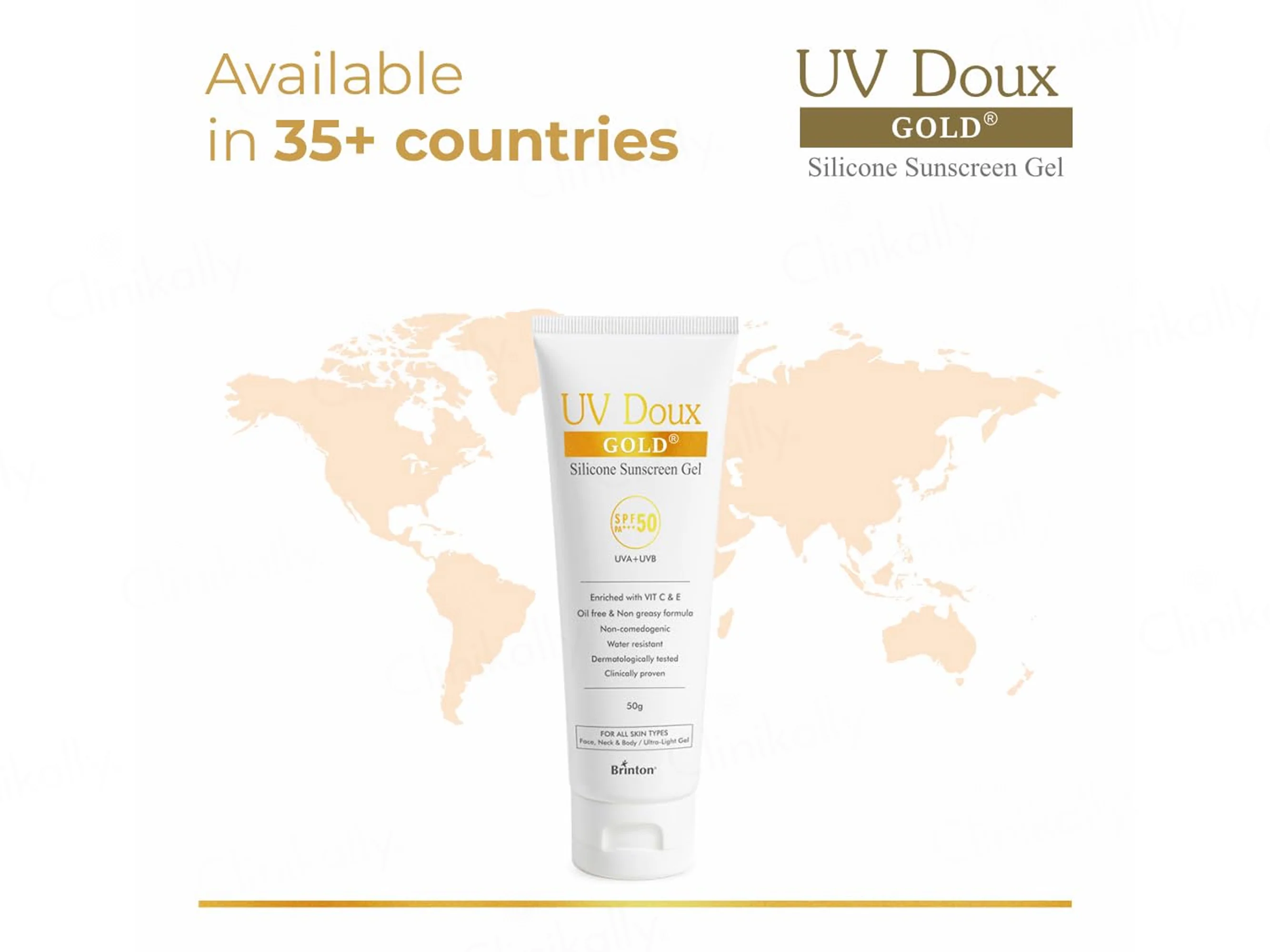 UV Doux Gold Silicone Sunscreen Gel SPF 50 PA+++ - Image 7