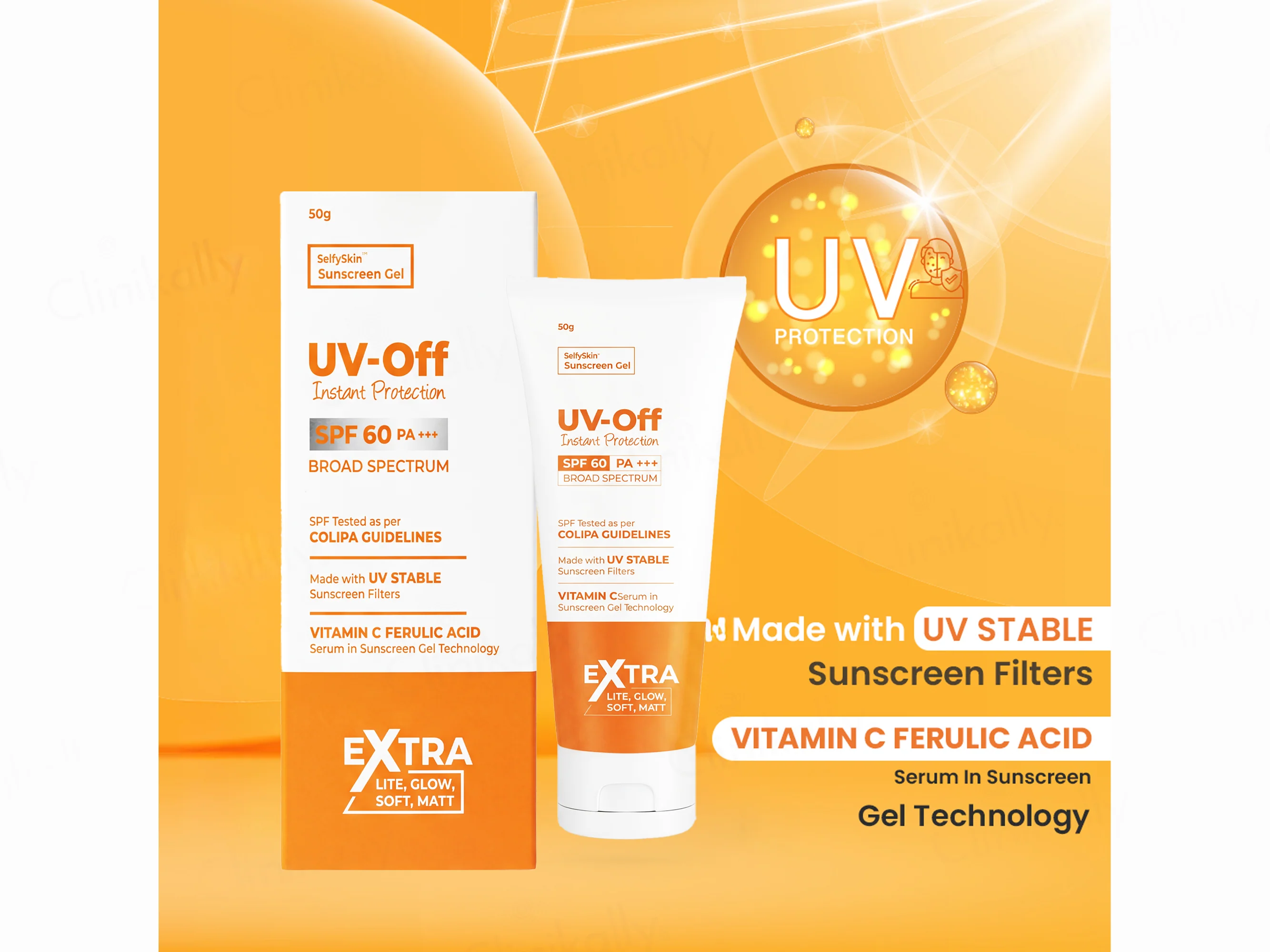 UV-Off Instant Protection Vitamin C & Ferulic Acid Sunscreen Gel SPF 60 PA+++ - Image 3