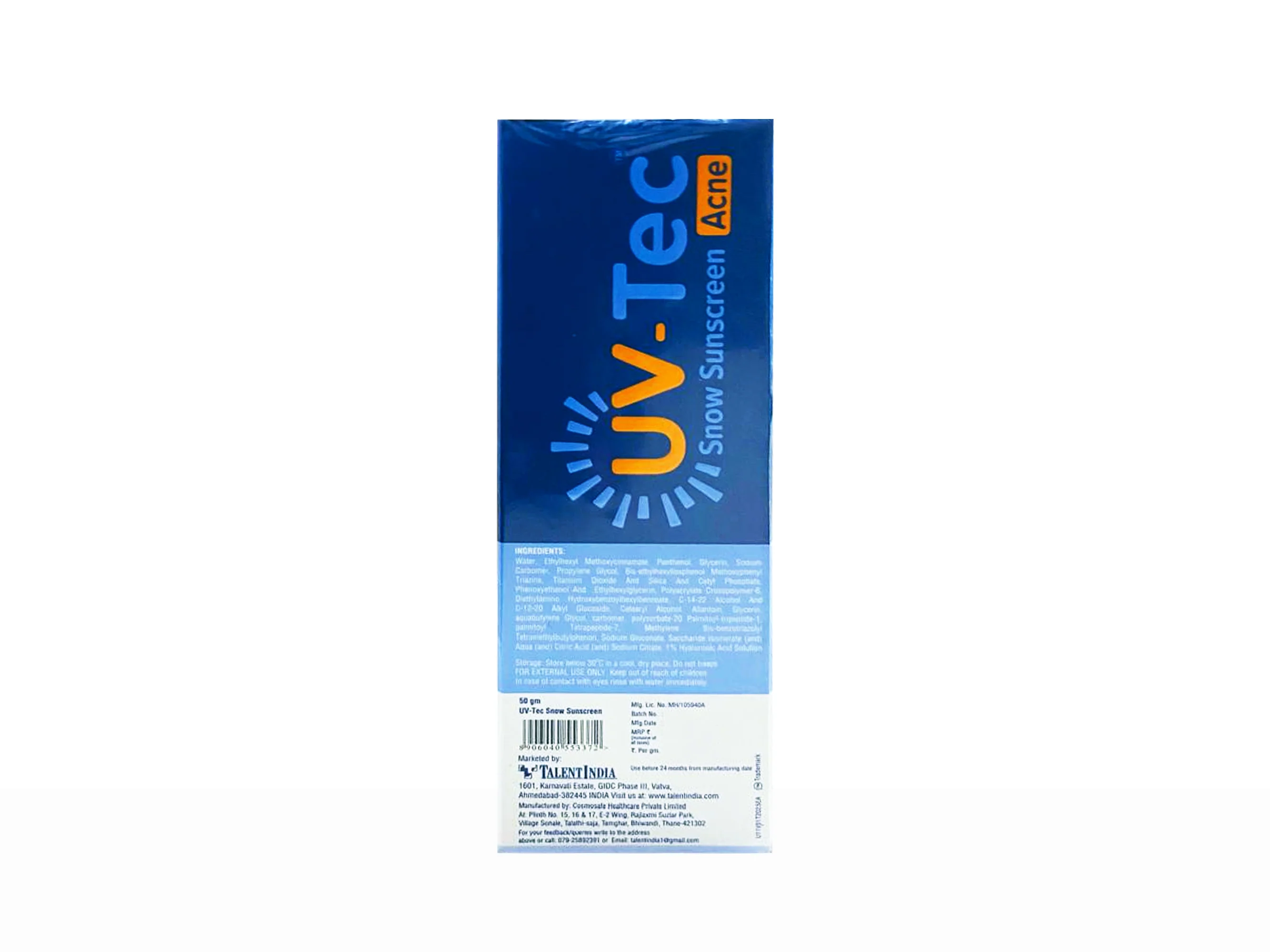 UV-Tec Acne Snow Sunscreen SPF 50 PA+++ - Image 3