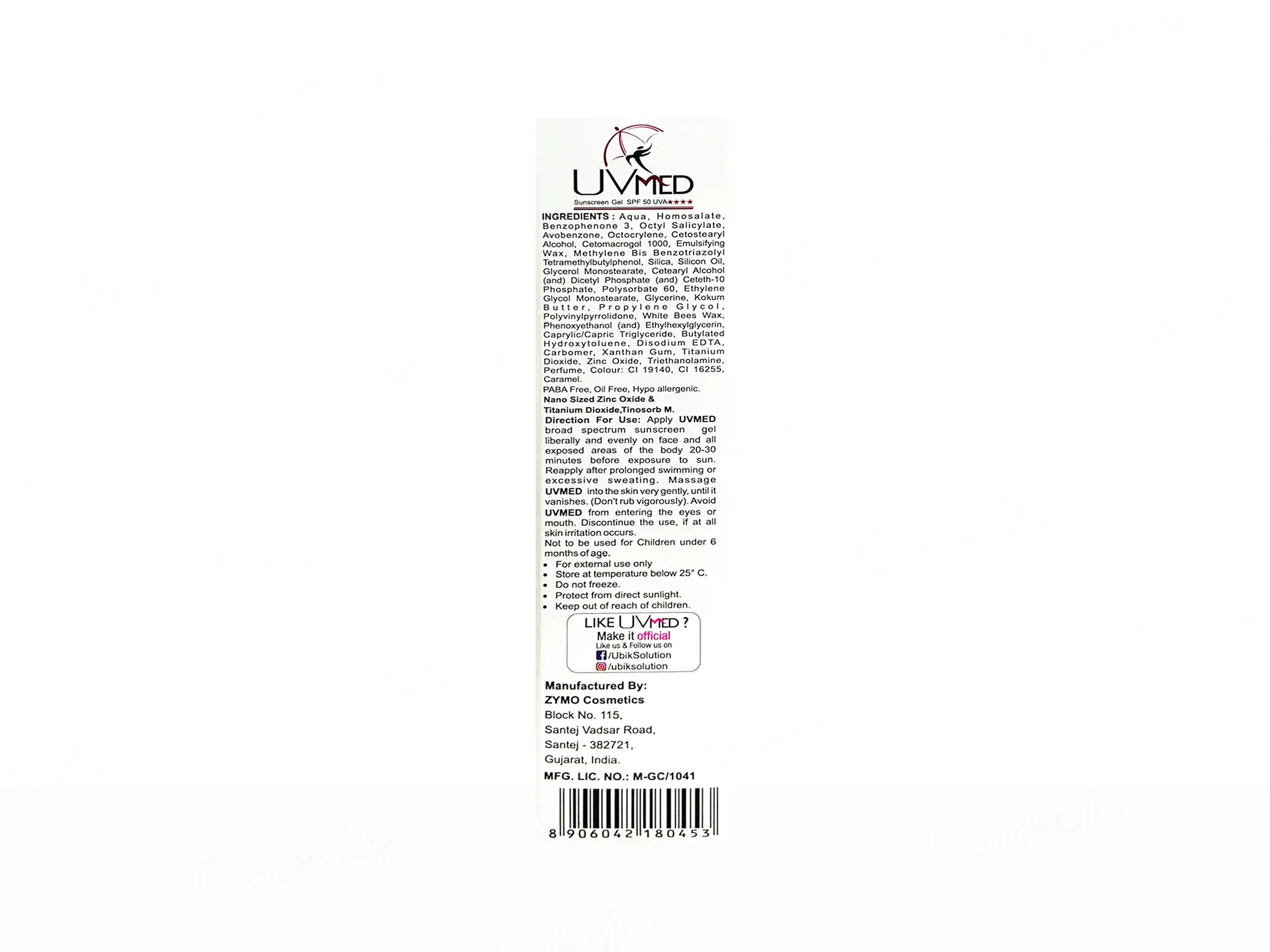 Uvmed Tinted Sunscreen Gel SPF 50 - Image 4