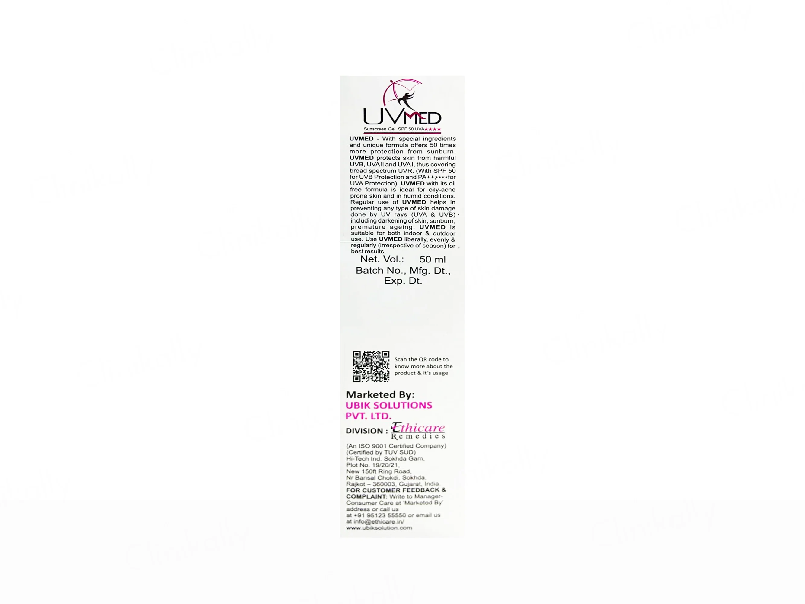 Uvmed Tinted Sunscreen Gel SPF 50 - Image 5