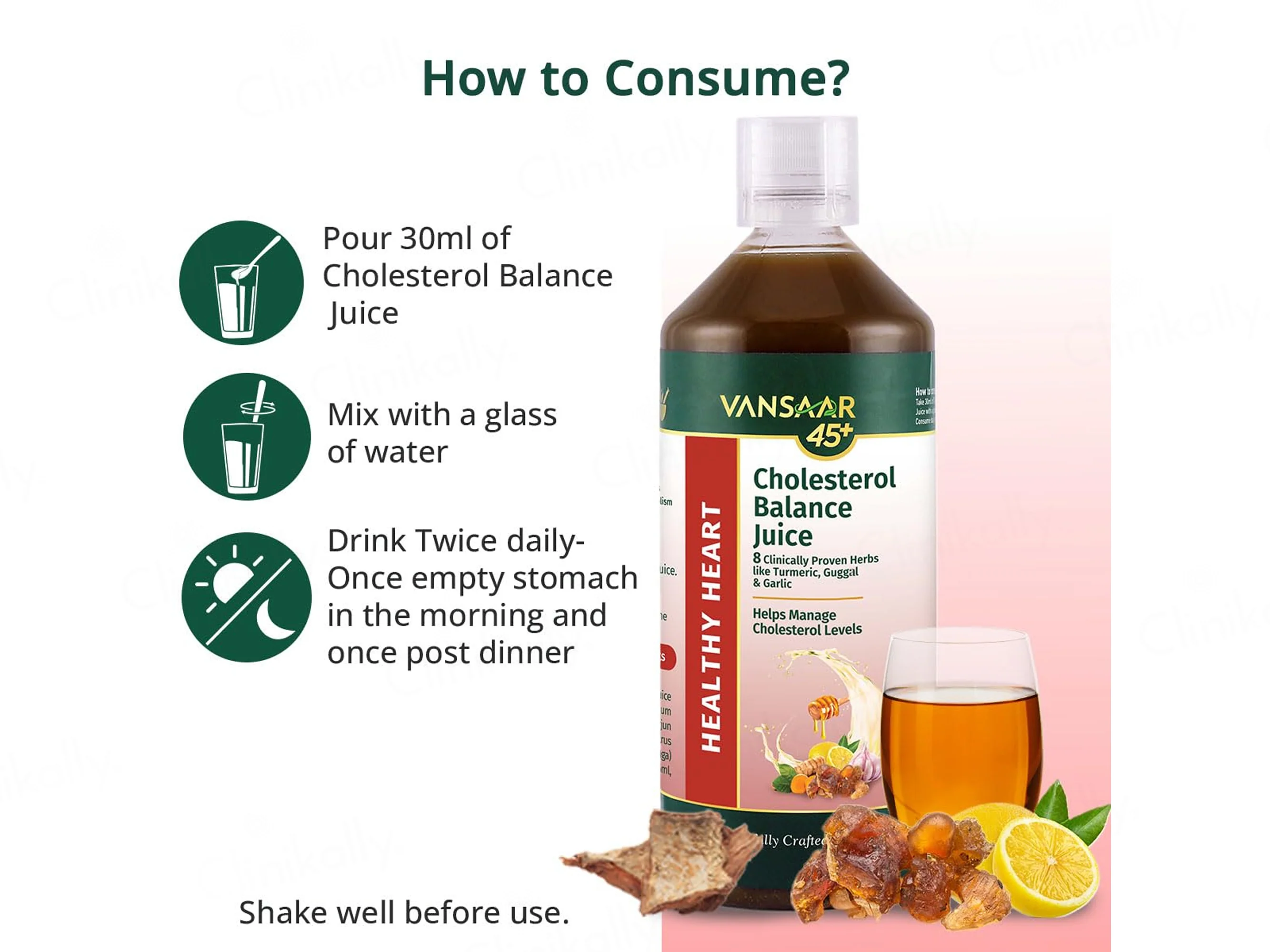 Vansaar 45+ Healthy Heart Cholesterol Balance Supplement Juice - Image 7