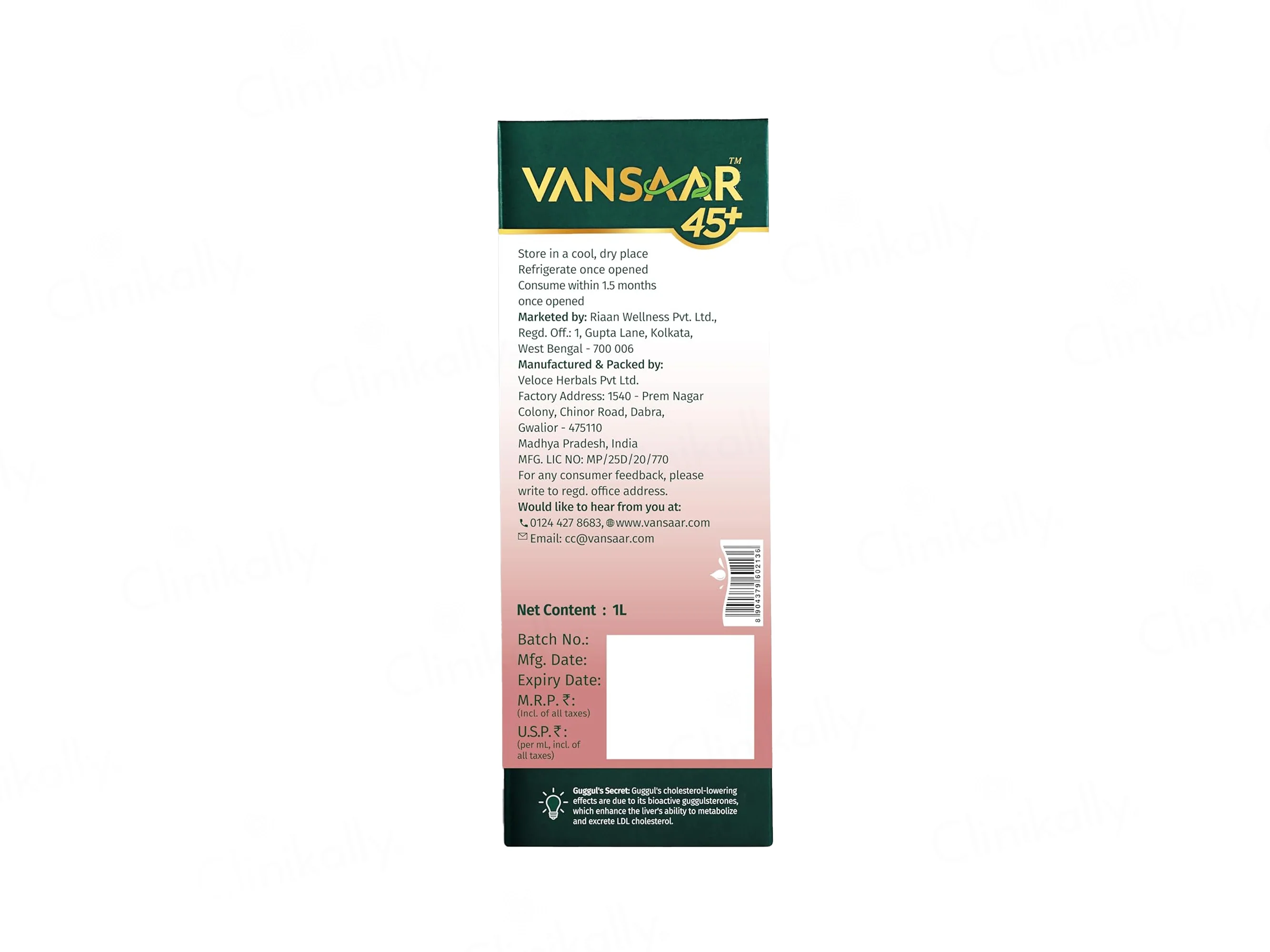Vansaar 45+ Healthy Heart Cholesterol Balance Supplement Juice - Image 9