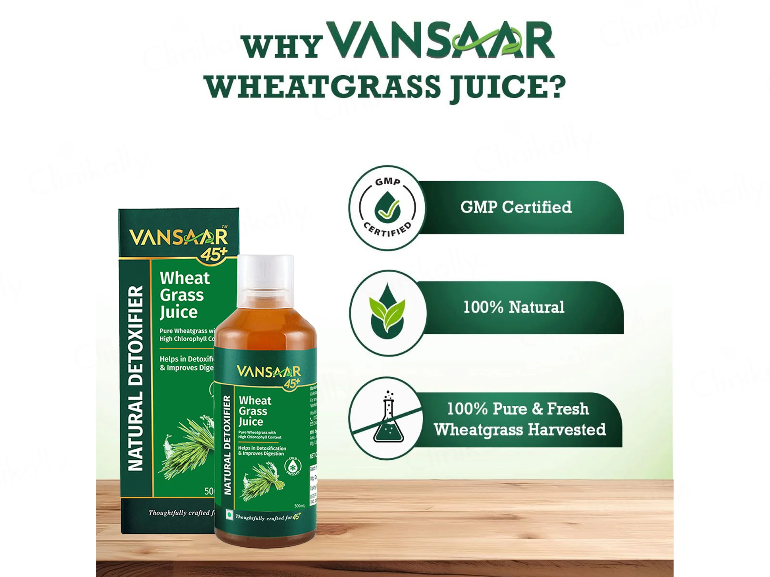 Vansaar 45+ Natural Detoxifier Pure Wheat Grass Supplement Juice - Image 6