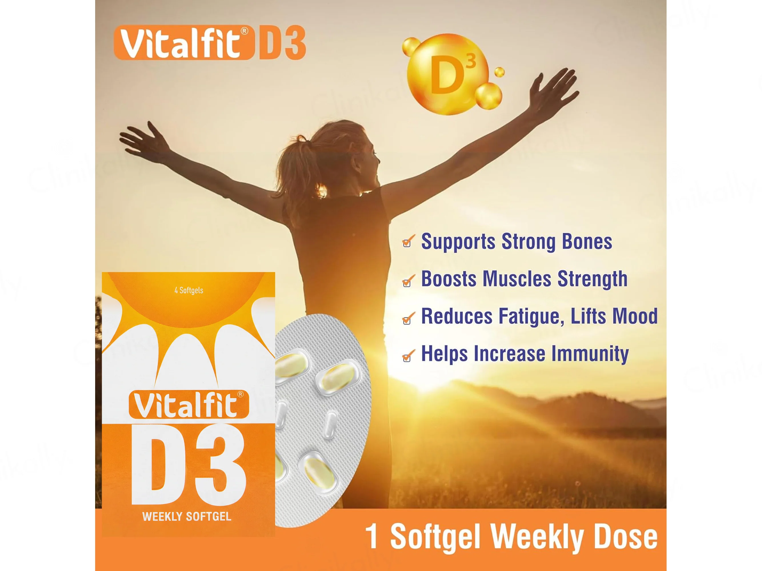 Vitalfit D3 60000 IU Weekly Softgel Capsule - Image 9