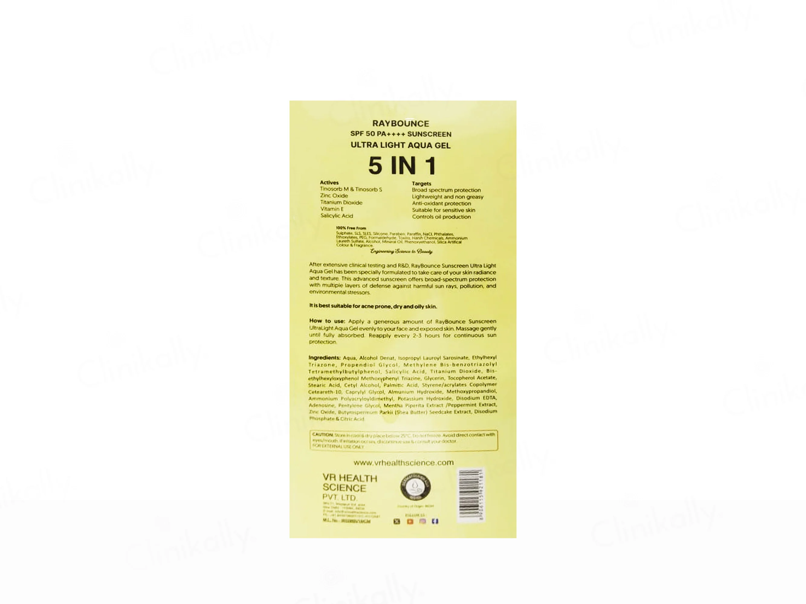 VRH Raybounce 5 In 1 Ultra Light Aqua Gel Sunscreen SPF 50 PA++++ - Image 3