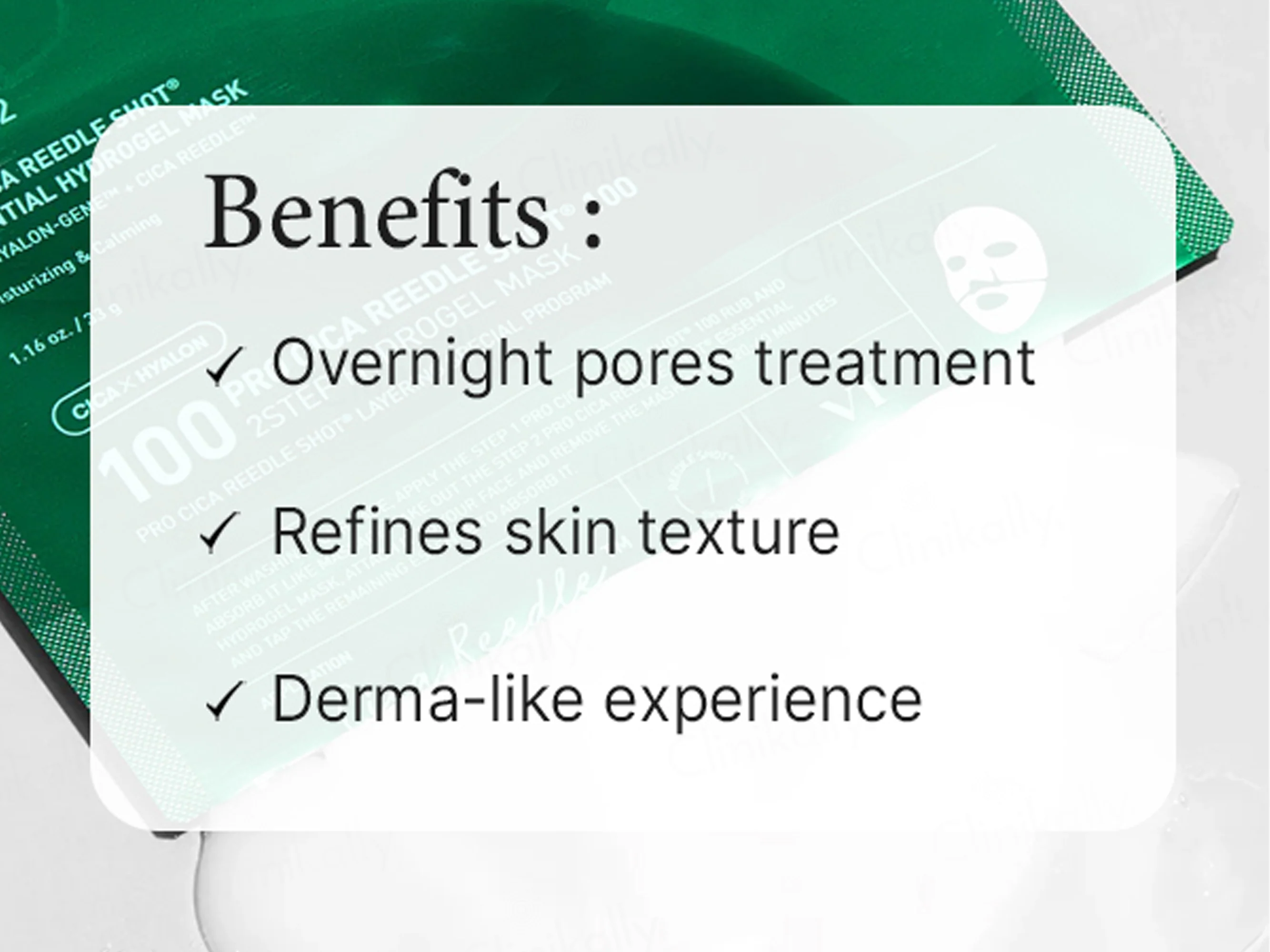 VT Cosmetics 100 Pro Cica Reedle Shot 2-Step Hydrogel Face Mask Kit - Image 3