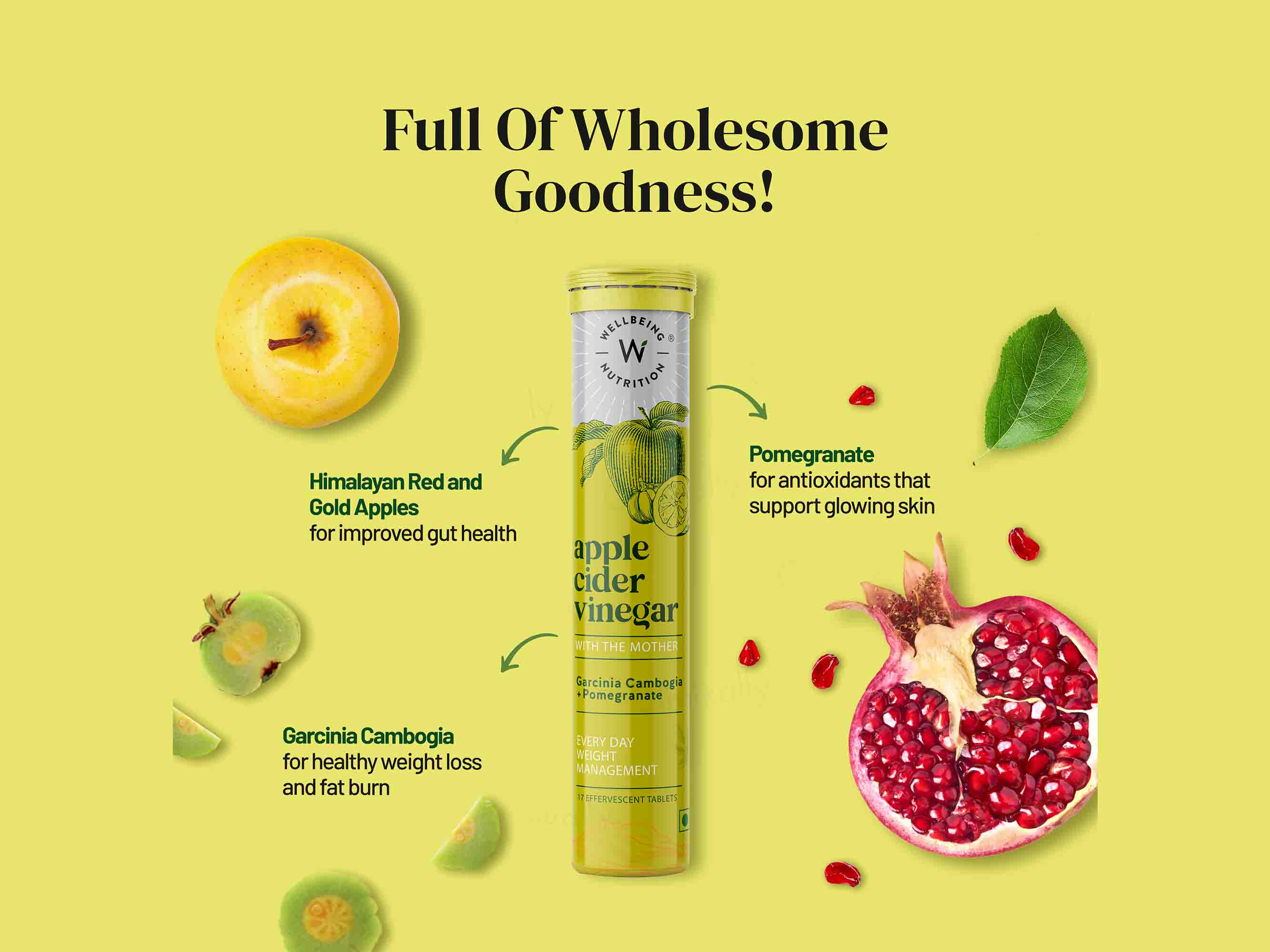Wellbeing Nutrition Apple Cider Vinegar with Garcinia Cambogia & Pomegranate Tablet - Image 2