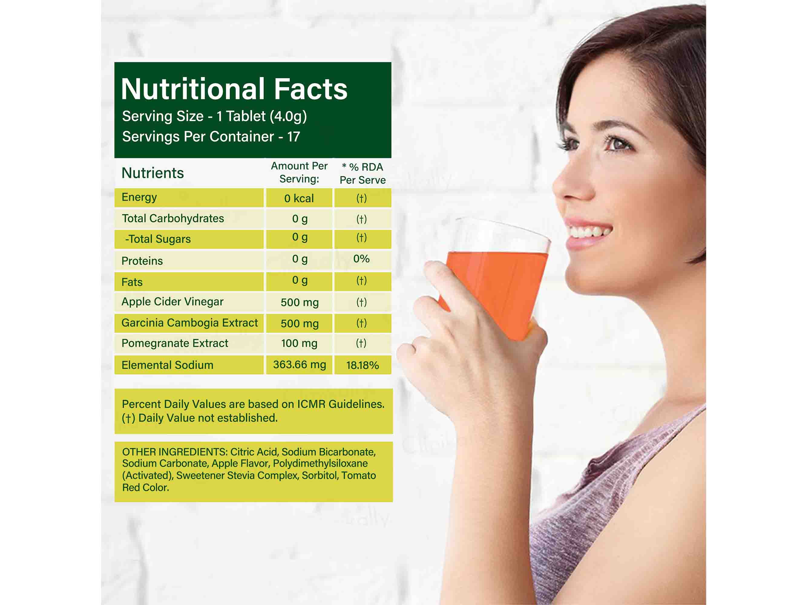 Wellbeing Nutrition Apple Cider Vinegar with Garcinia Cambogia & Pomegranate Tablet - Image 5
