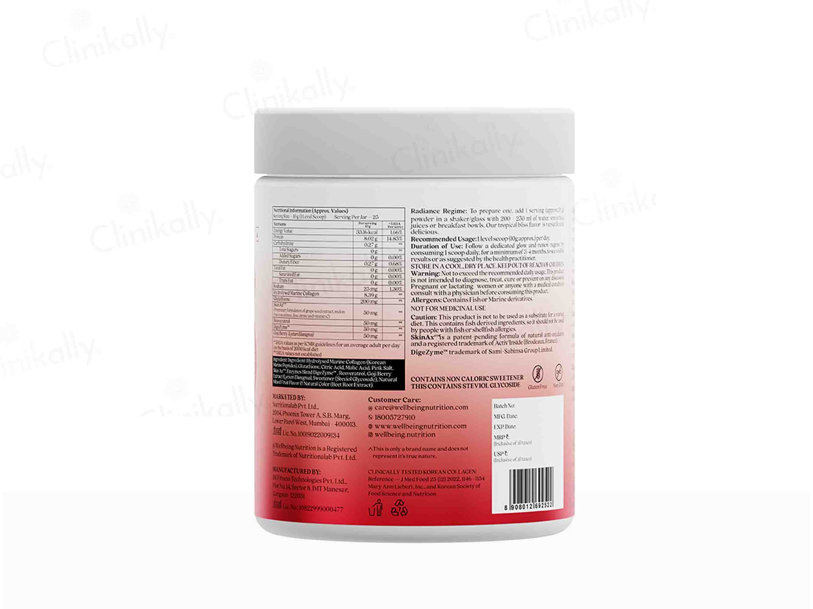 Wellbeing Nutrition Glow Korean Marine Collagen Powder - Tropical Bliss Flavour - Image 3