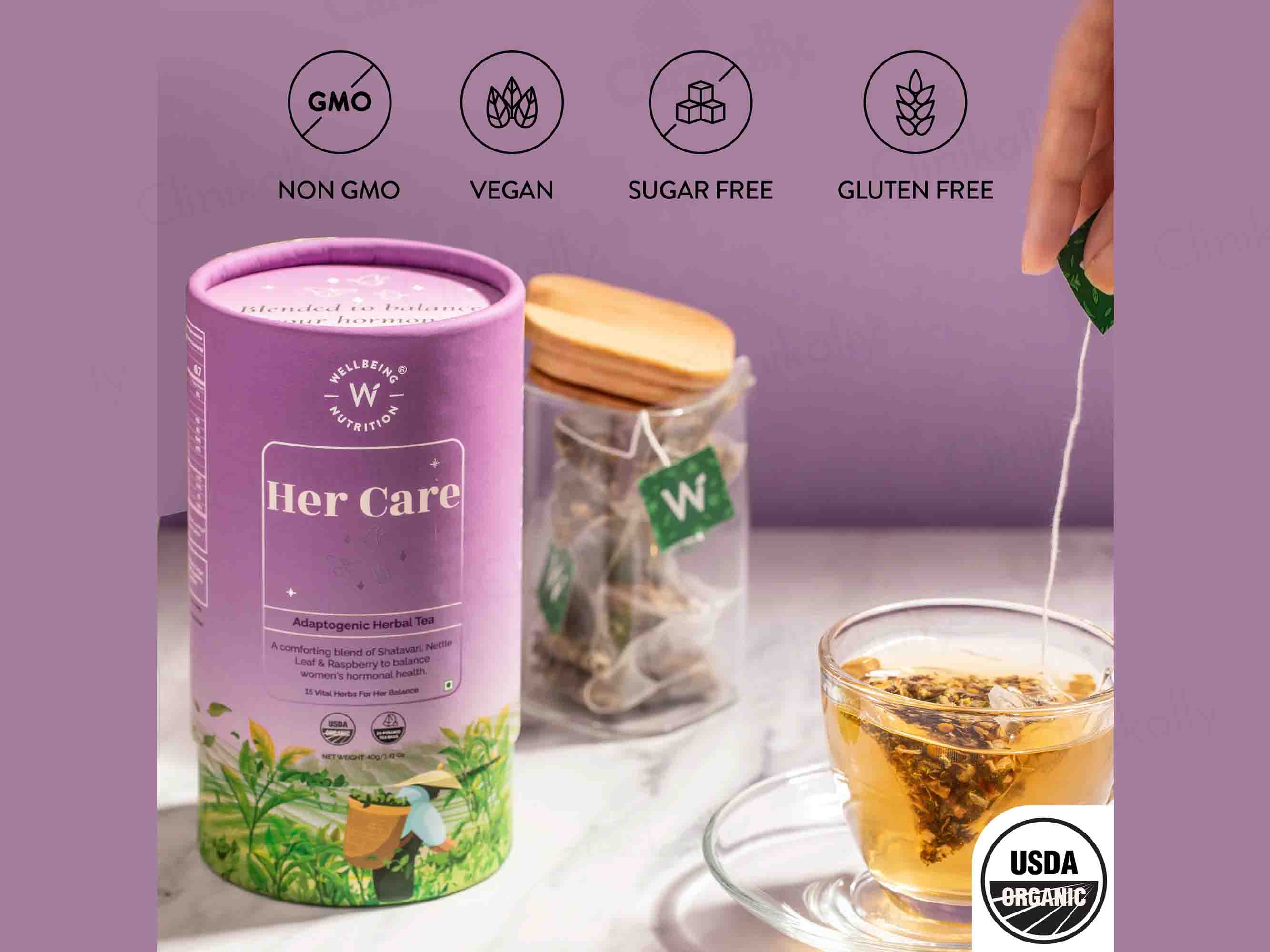 Wellbeing Nutrition Her Care Adaptogenic Herbal Tea - Image 6