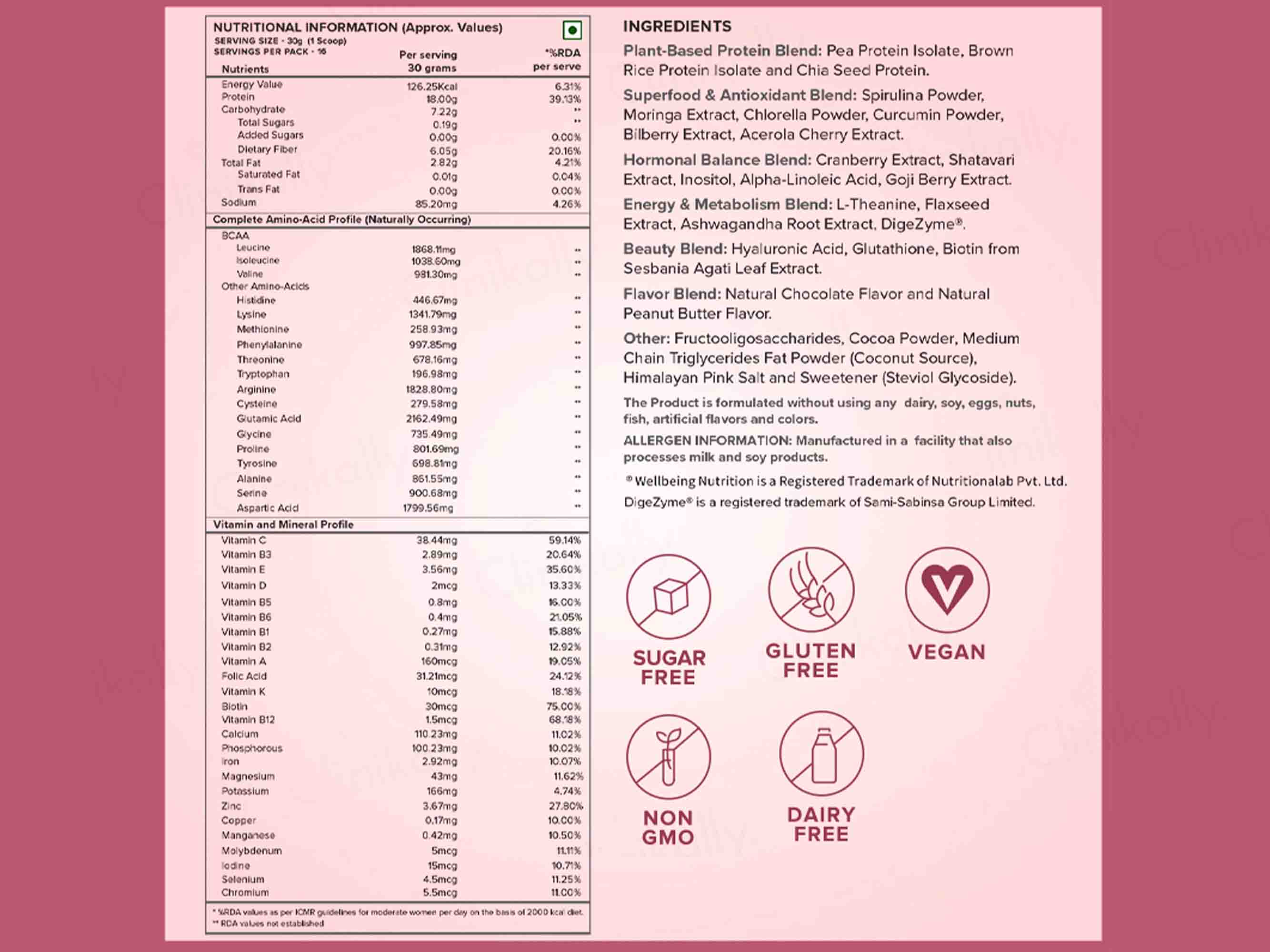 Wellbeing Nutrition Her Superfood Plant Protein Powder For Women - Chocolate Peanut Butter Flavour - Image 6