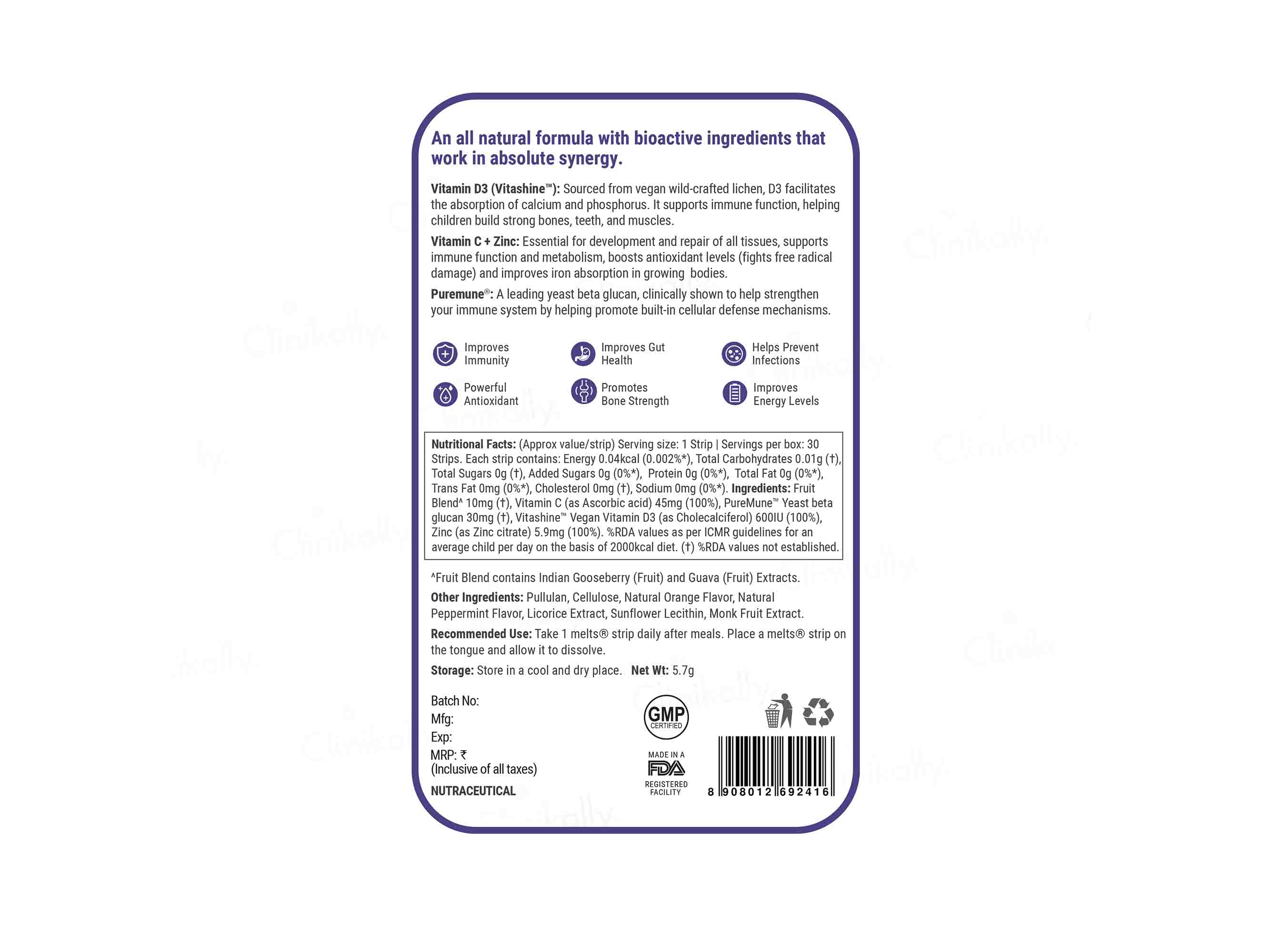 Wellbeing Nutrition Melts Into Advanced Immunity Oral Strip - Valencia Orange (Black Panther) - Image 2