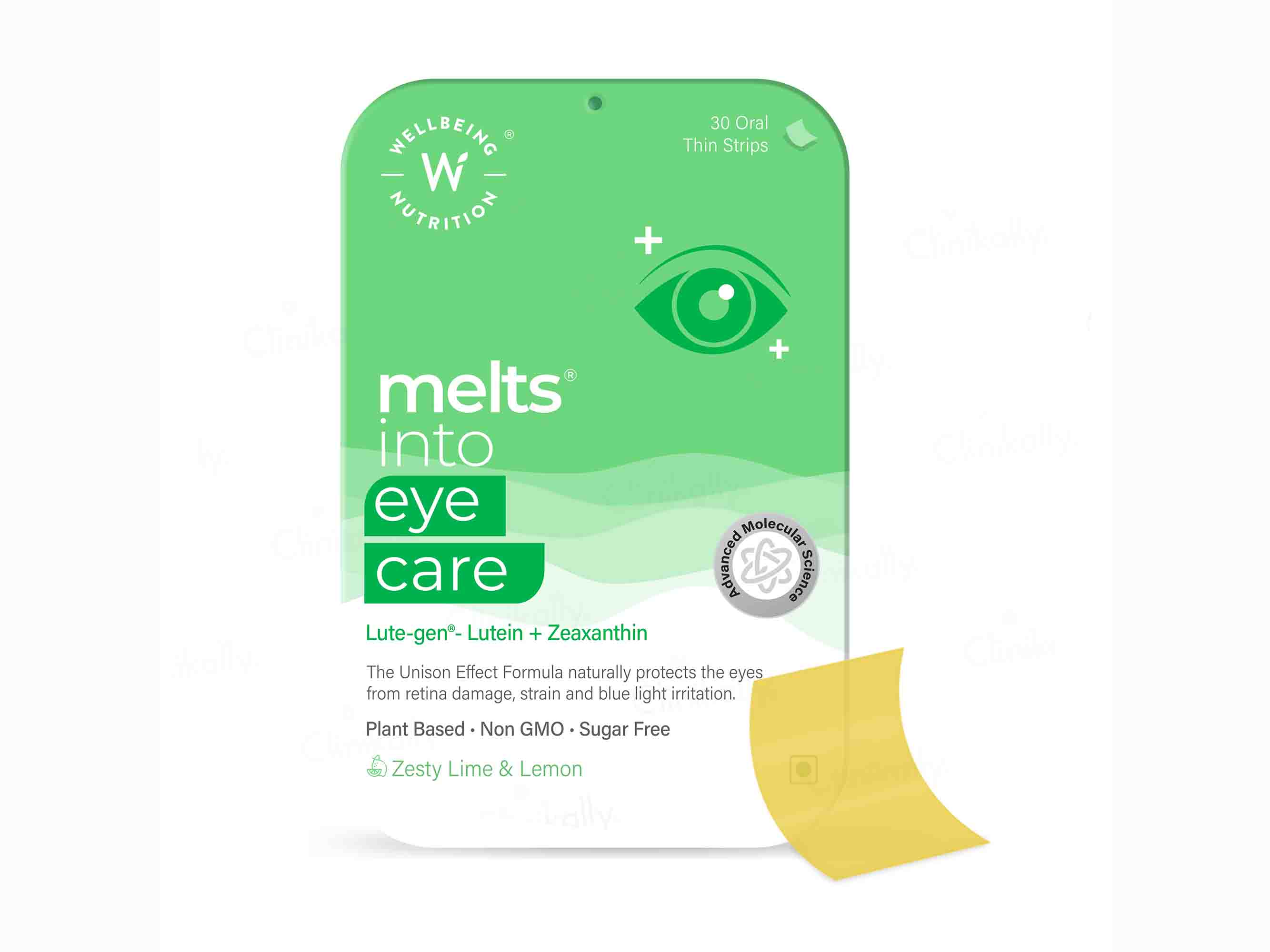 Wellbeing Nutrition Melts Into Eye Care Oral Strip - Zesty Lime & Lemon Flavour
