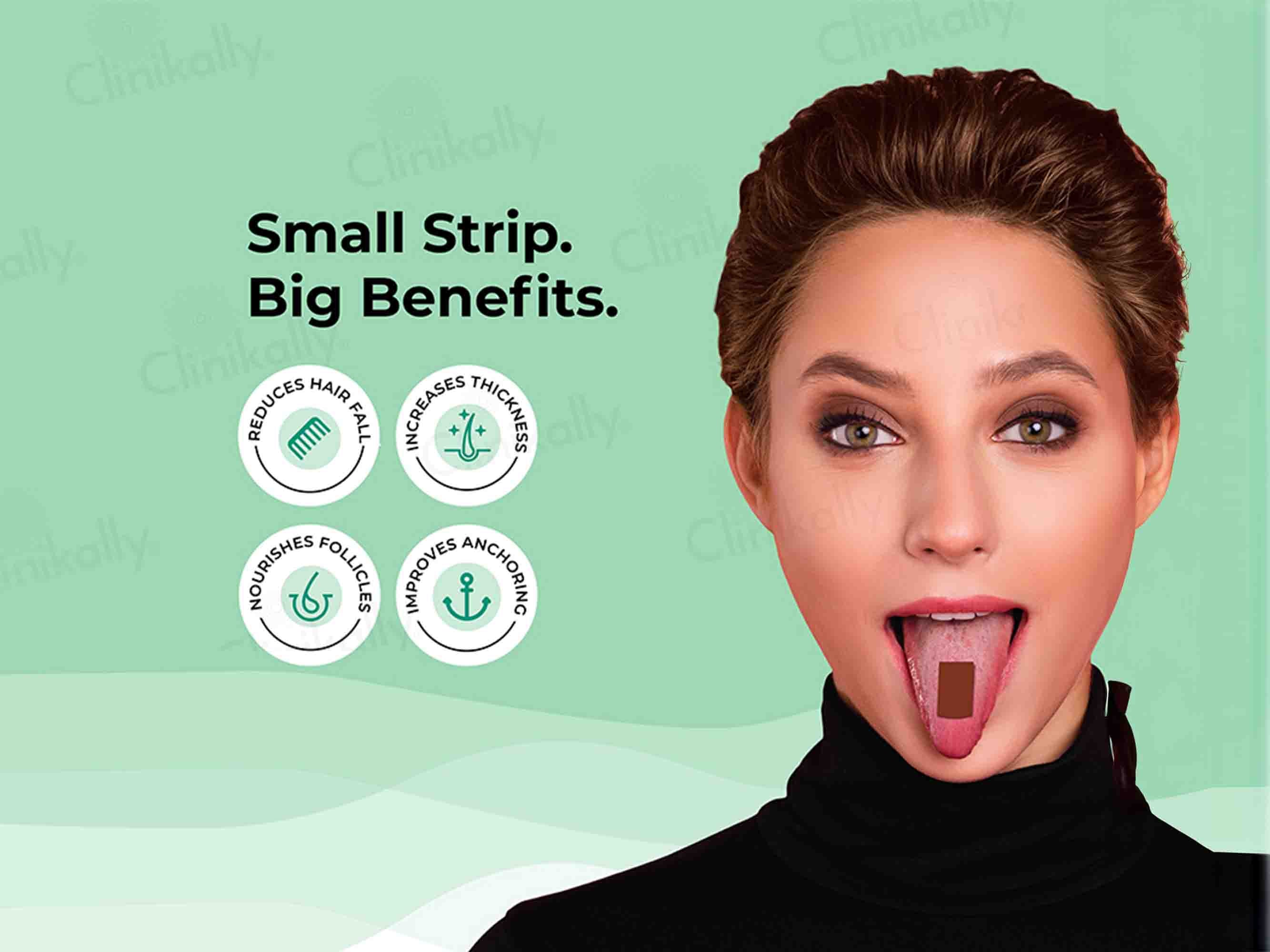 Wellbeing Nutrition Melts Into Hair Fall Control Oral Strip - Tropical Strawberry Flavour - Image 4