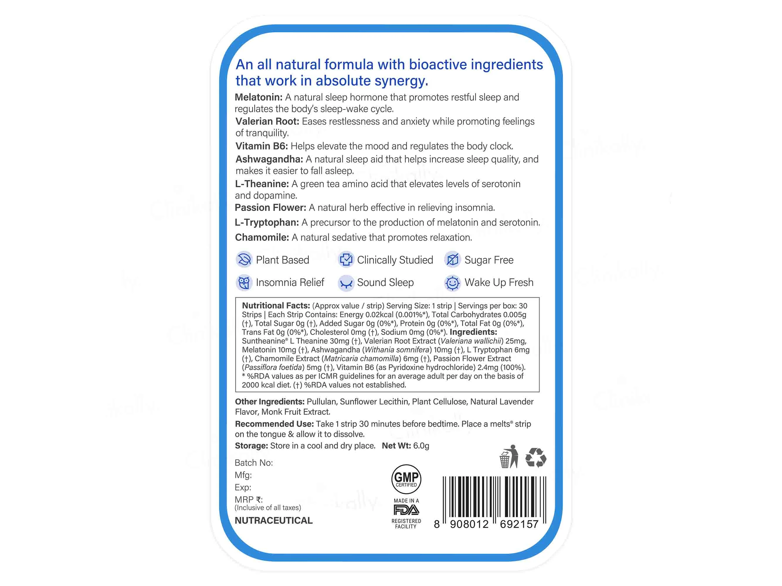 Wellbeing Nutrition Melts Into Restful Sleep Oral Strip - Calming Chamomile Flavour - Image 2