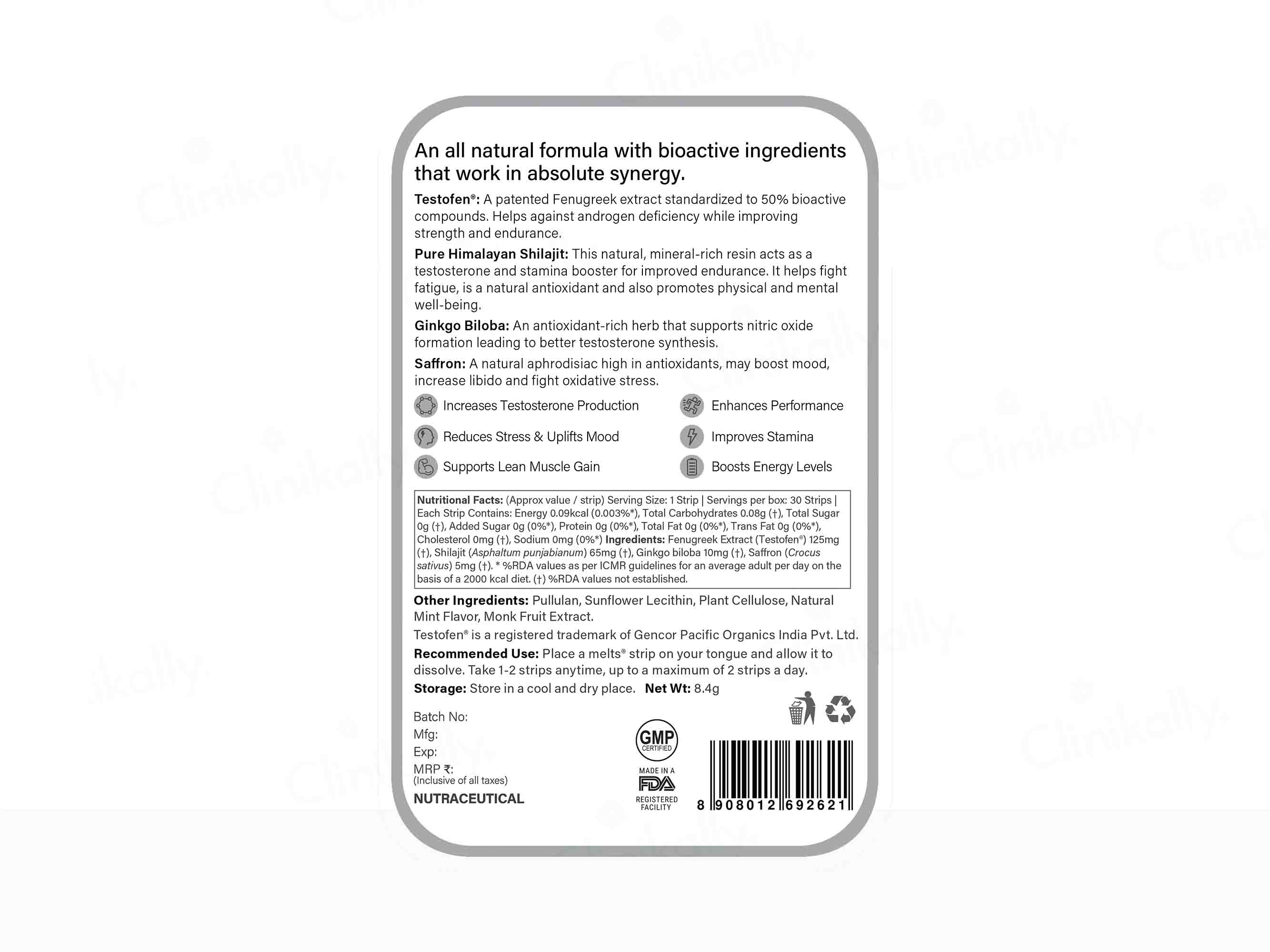 Wellbeing Nutrition Melts Into Testo Power Oral Strip - Image 2