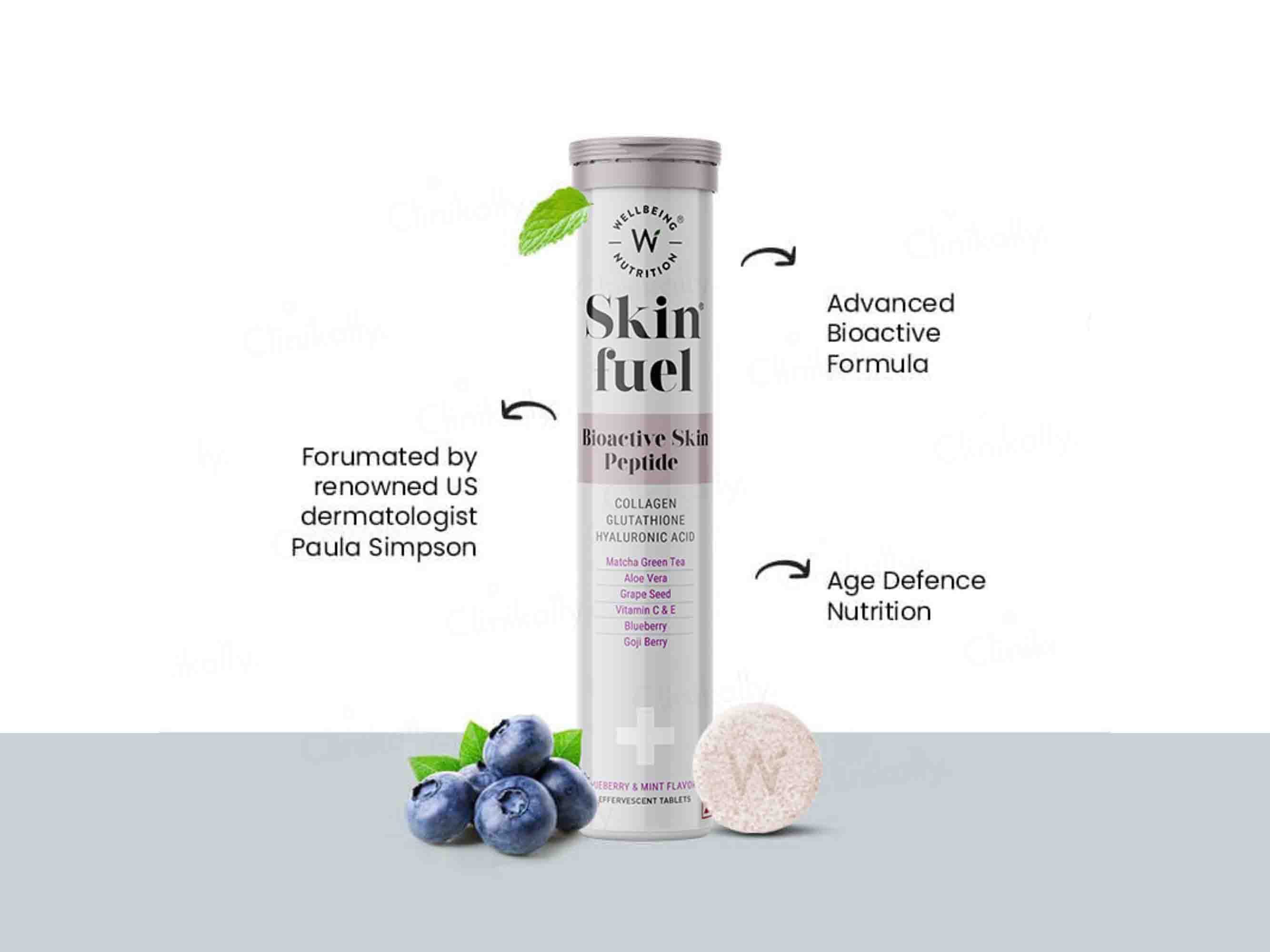 Wellbeing Nutrition Skin Fuel Tablet - Blueberry & Mint Flavour - Image 3