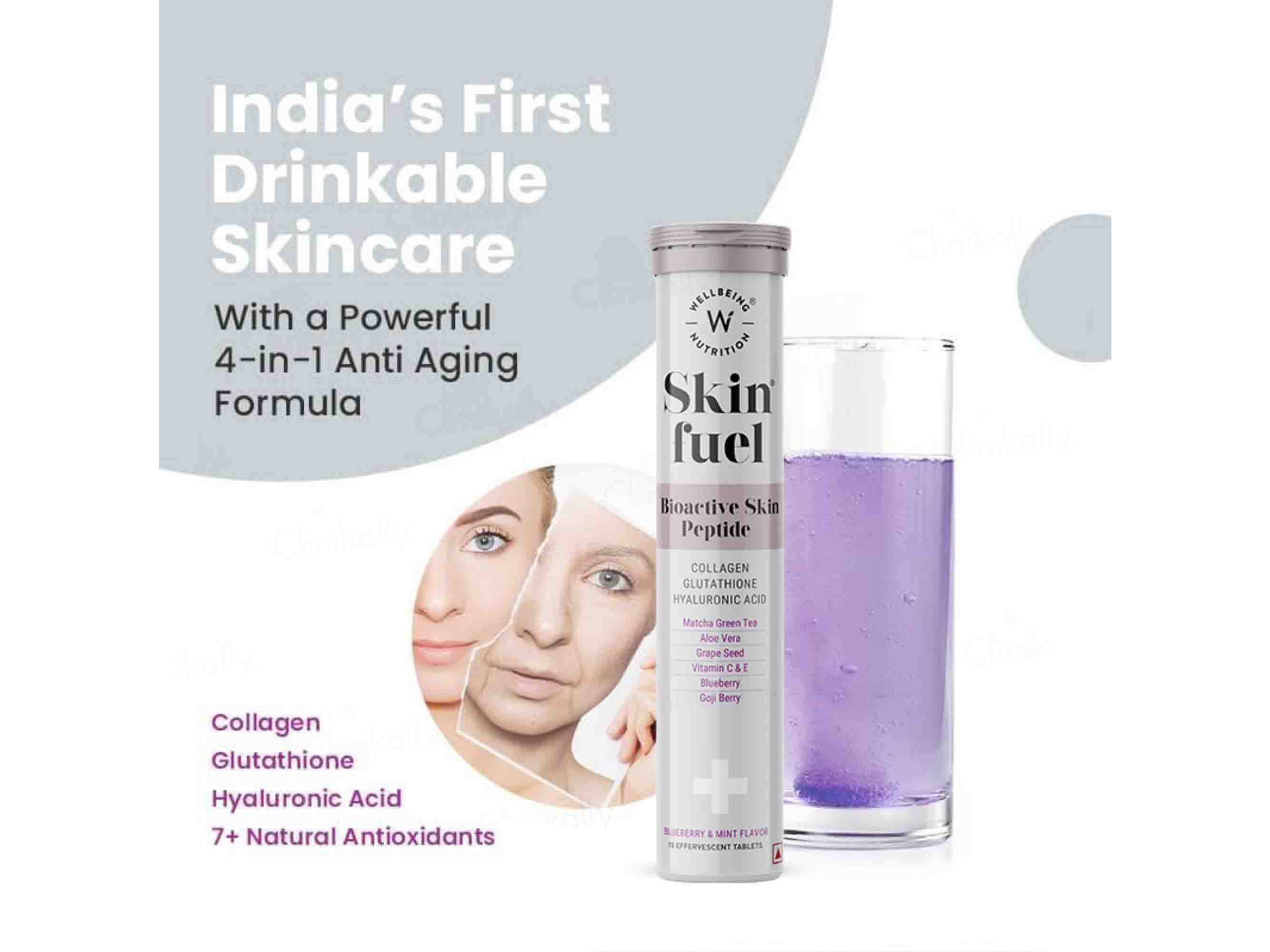 Wellbeing Nutrition Skin Fuel Tablet - Blueberry & Mint Flavour - Image 4