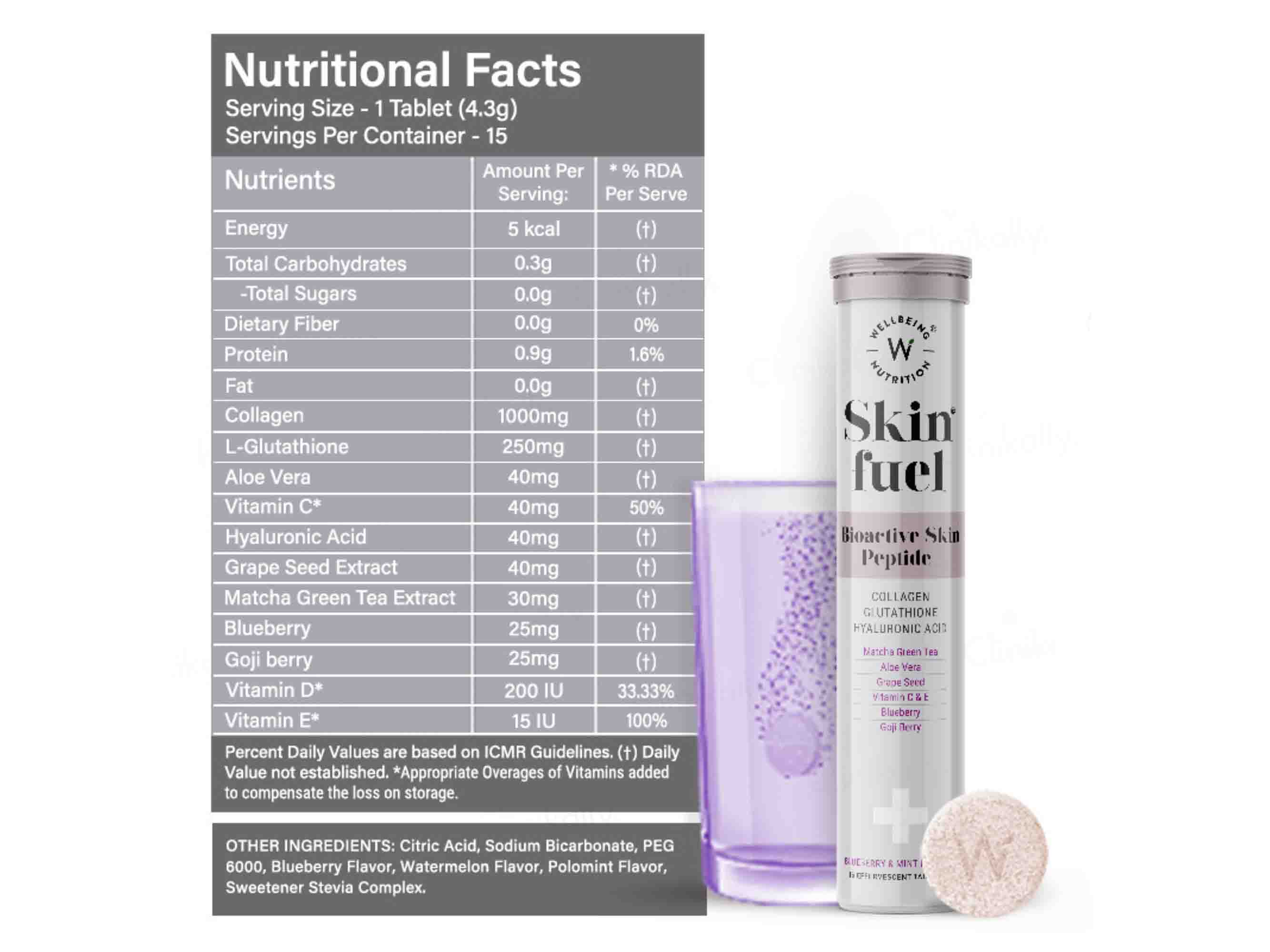 Wellbeing Nutrition Skin Fuel Tablet - Blueberry & Mint Flavour - Image 7