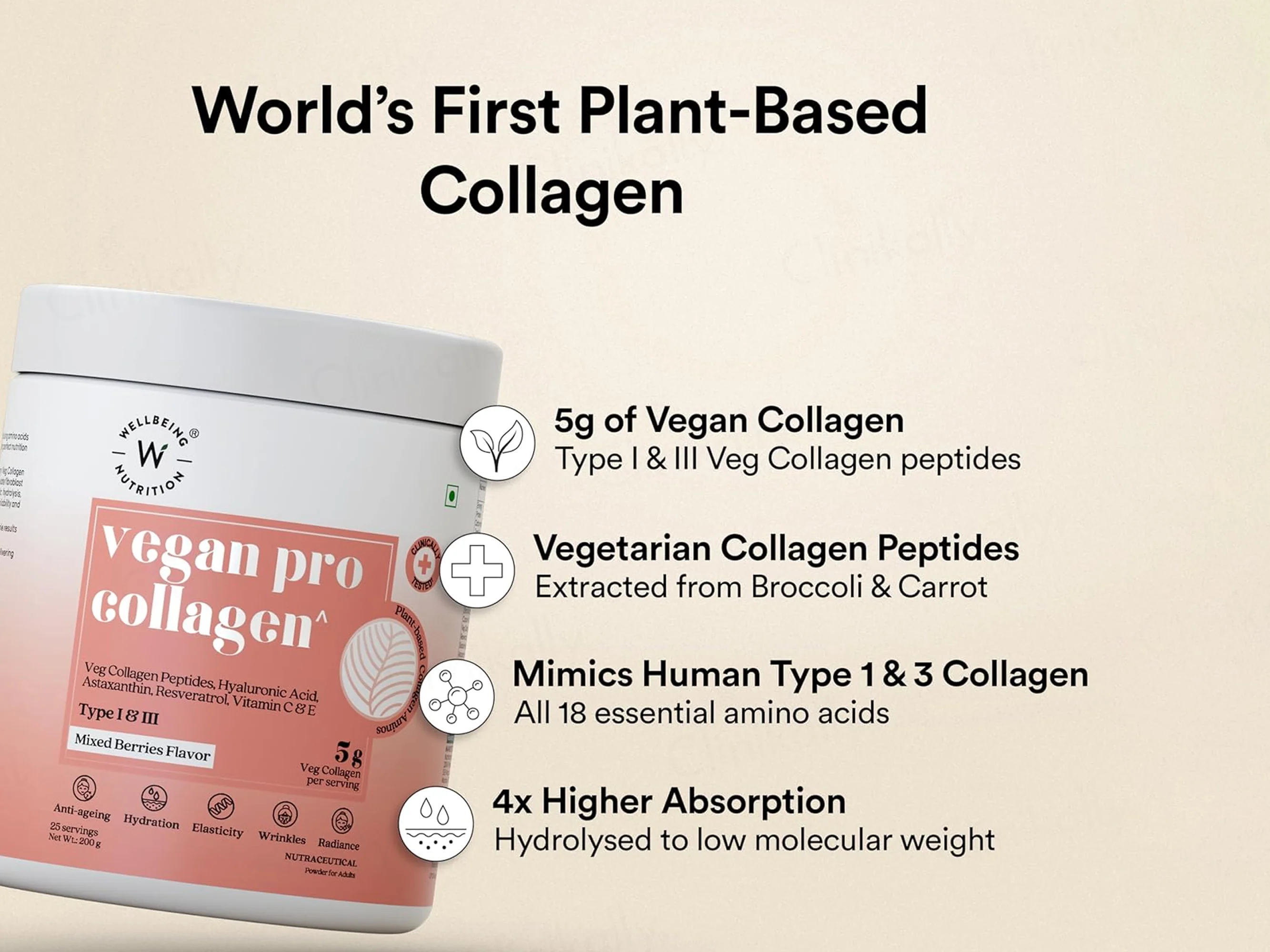 Wellbeing Nutrition Vegan Pro Collagen Powder - Mixed Berries Flavour - Image 2