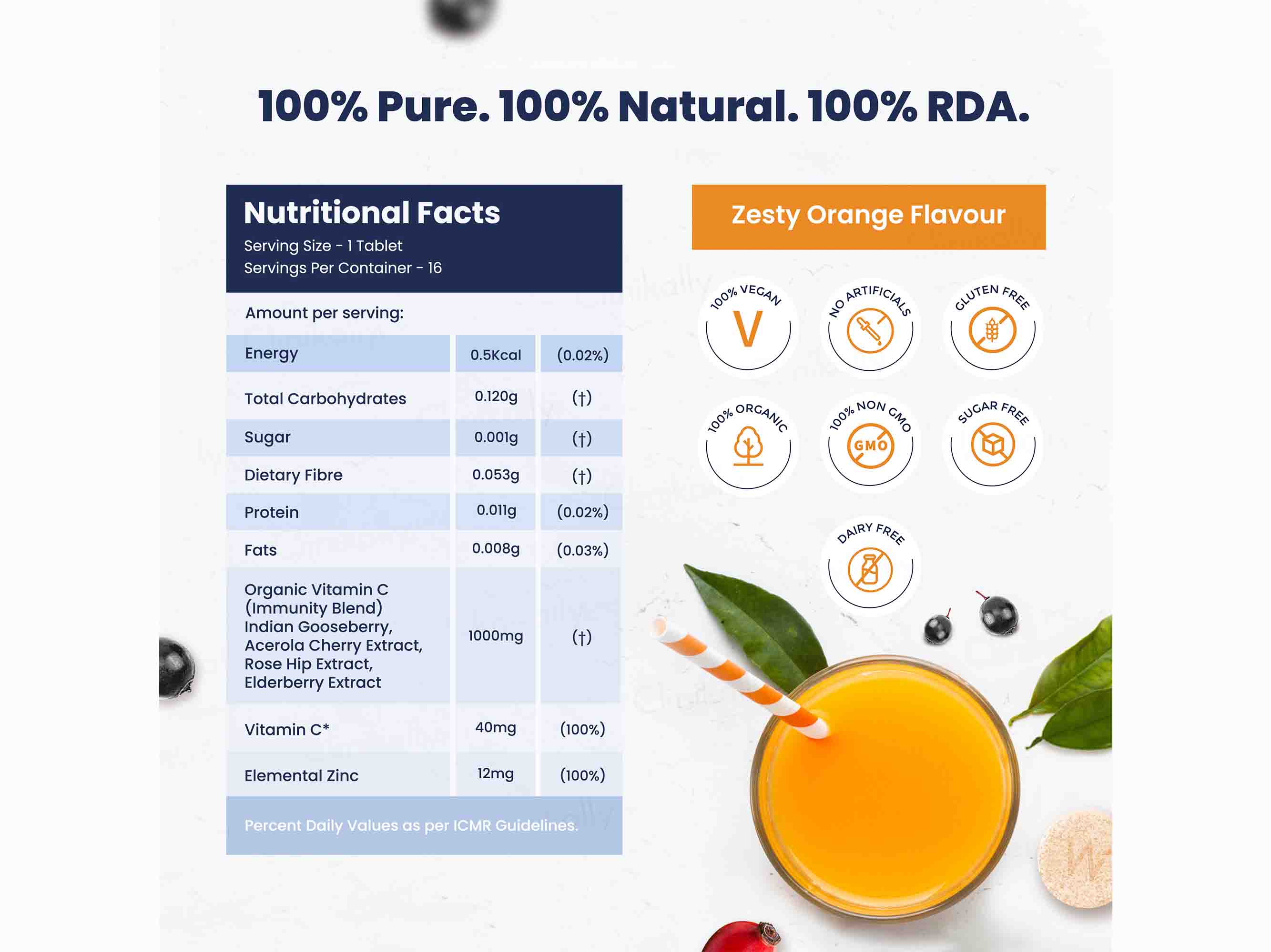 Wellbeing Nutrition Vitamin C + Zinc Tablet - Zesty Orange Flavour - Image 3