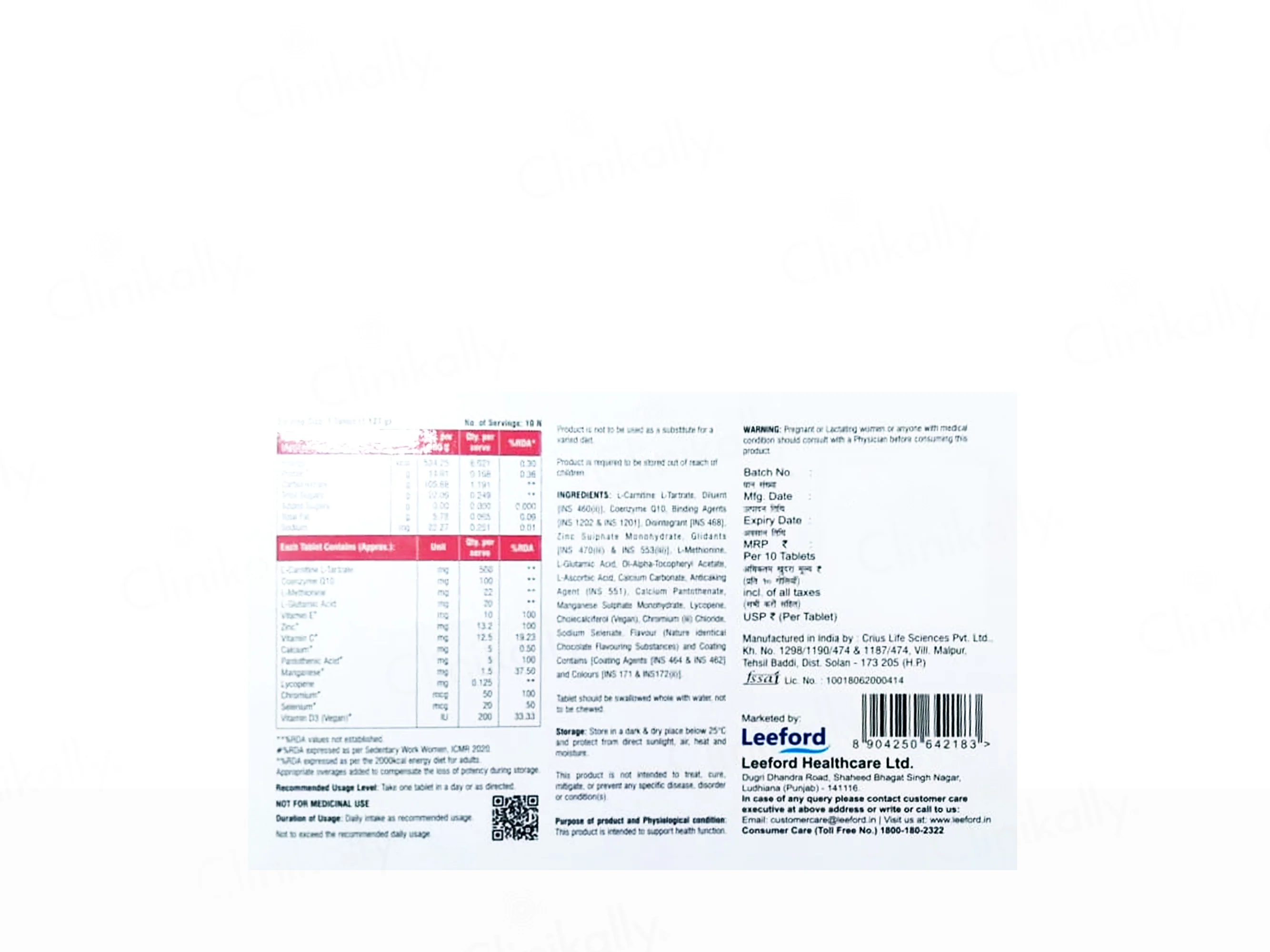 Weltive Q10 Forte Nutraceutical Tablet For Men & Women - Image 2