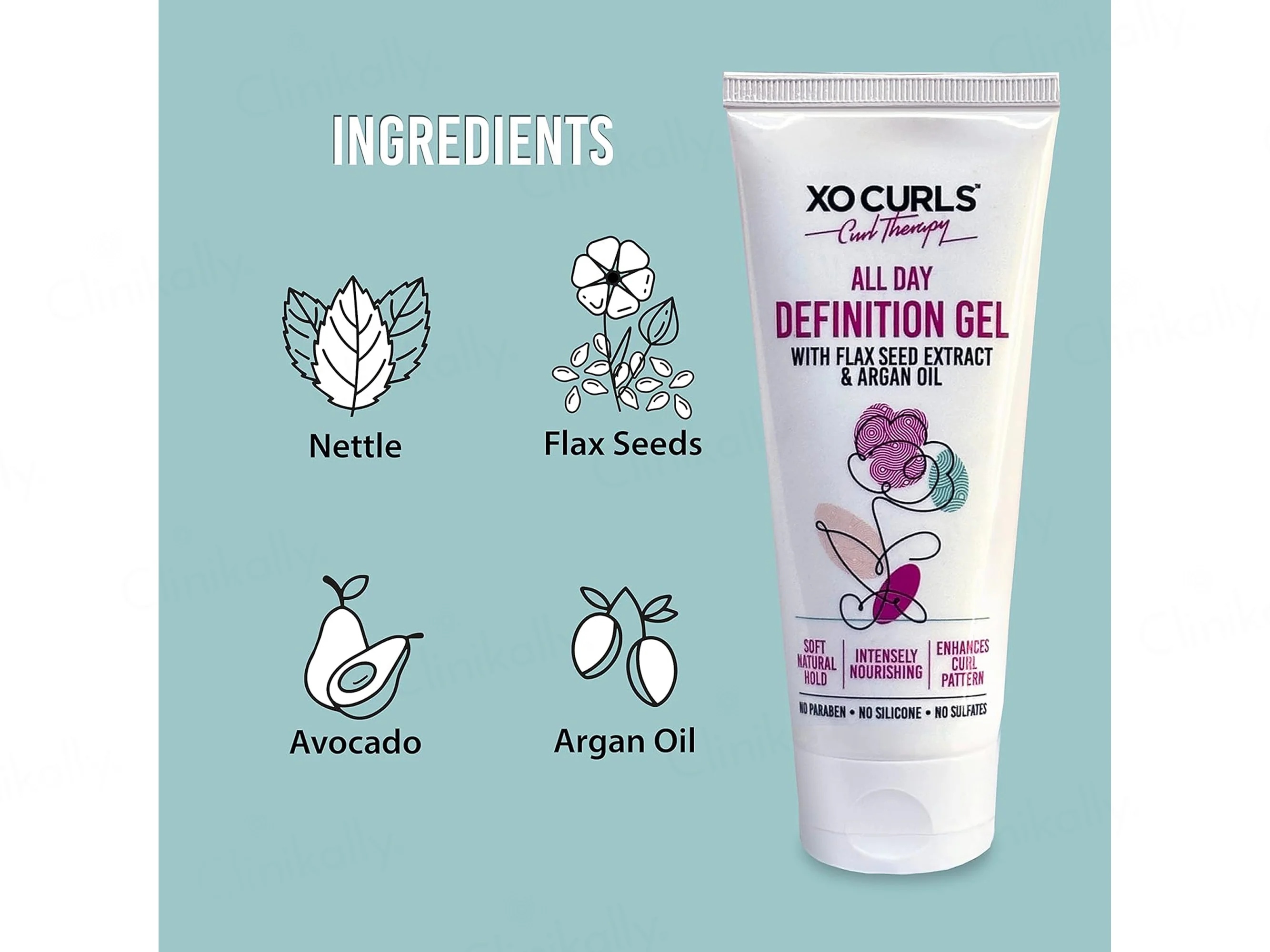 Xo Curls All Day Definition Hair Gel With Flax Seed, Argan & Avocado Oil - Image 5