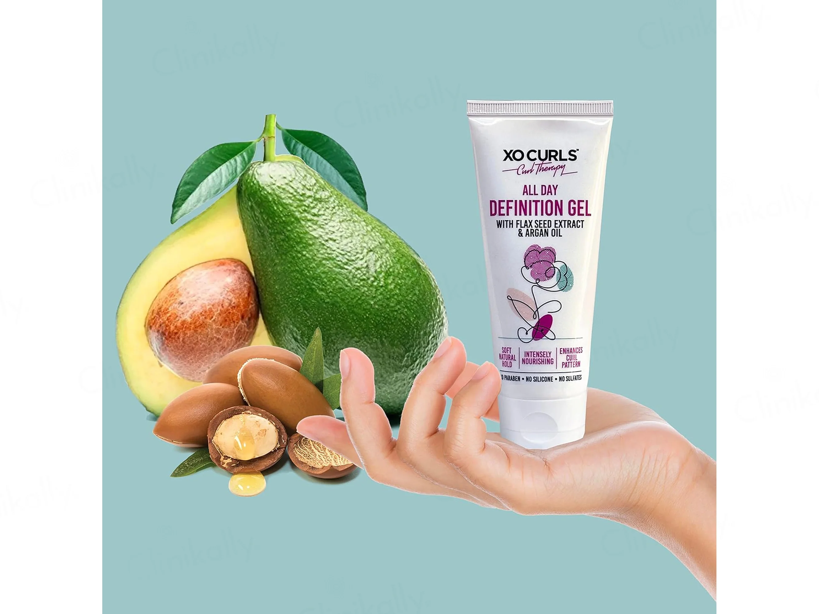 Xo Curls All Day Definition Hair Gel With Flax Seed, Argan & Avocado Oil - Image 7