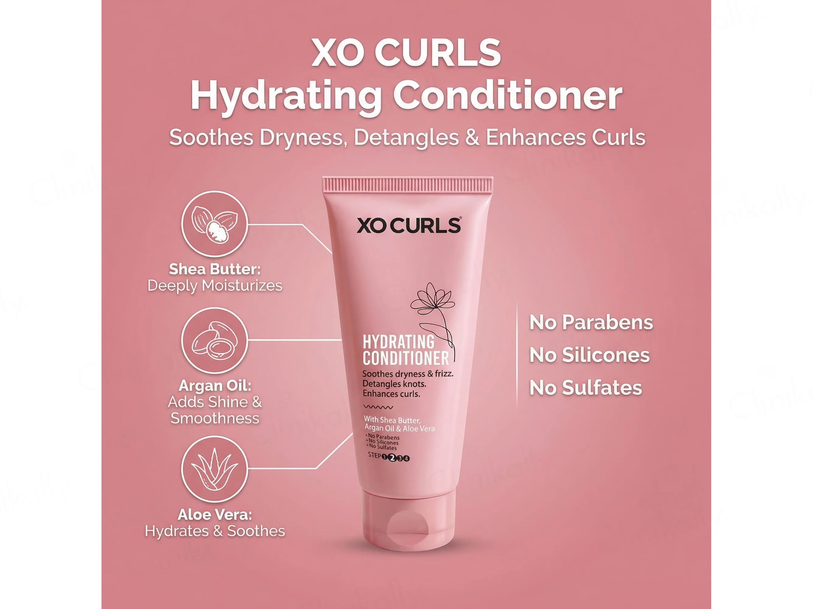 Xo Curls Hydrating Conditioner With Shea Butter, Argan Oil & Aloevera - Image 3