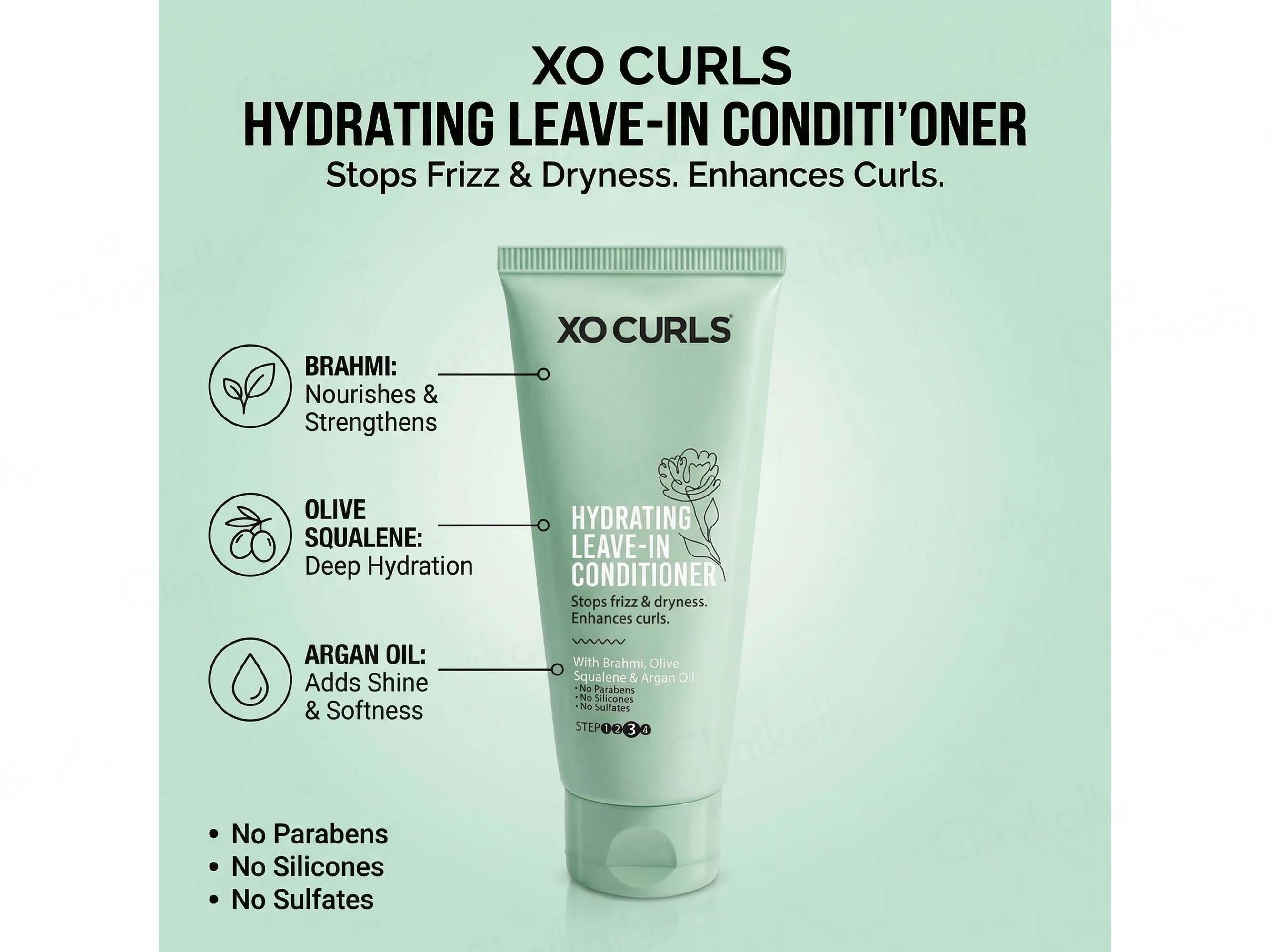 Xo Curls Hydrating Leave-In Conditioner With Brahmi, Olive Squalane & Argan Oil - Image 3