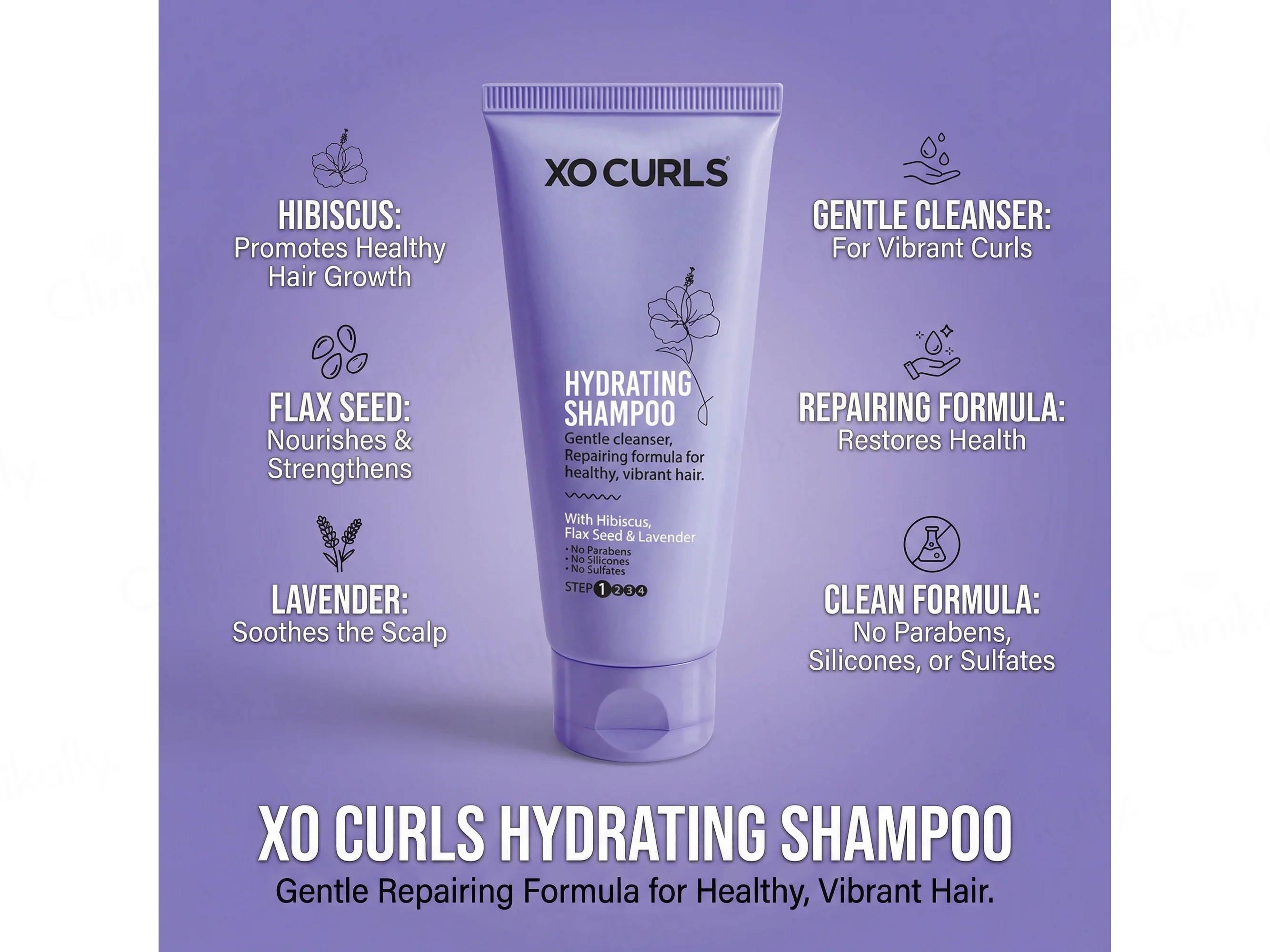 Xo Curls Hydrating Shampoo With Hibiscus, Flax Seed & Lavender - Image 3