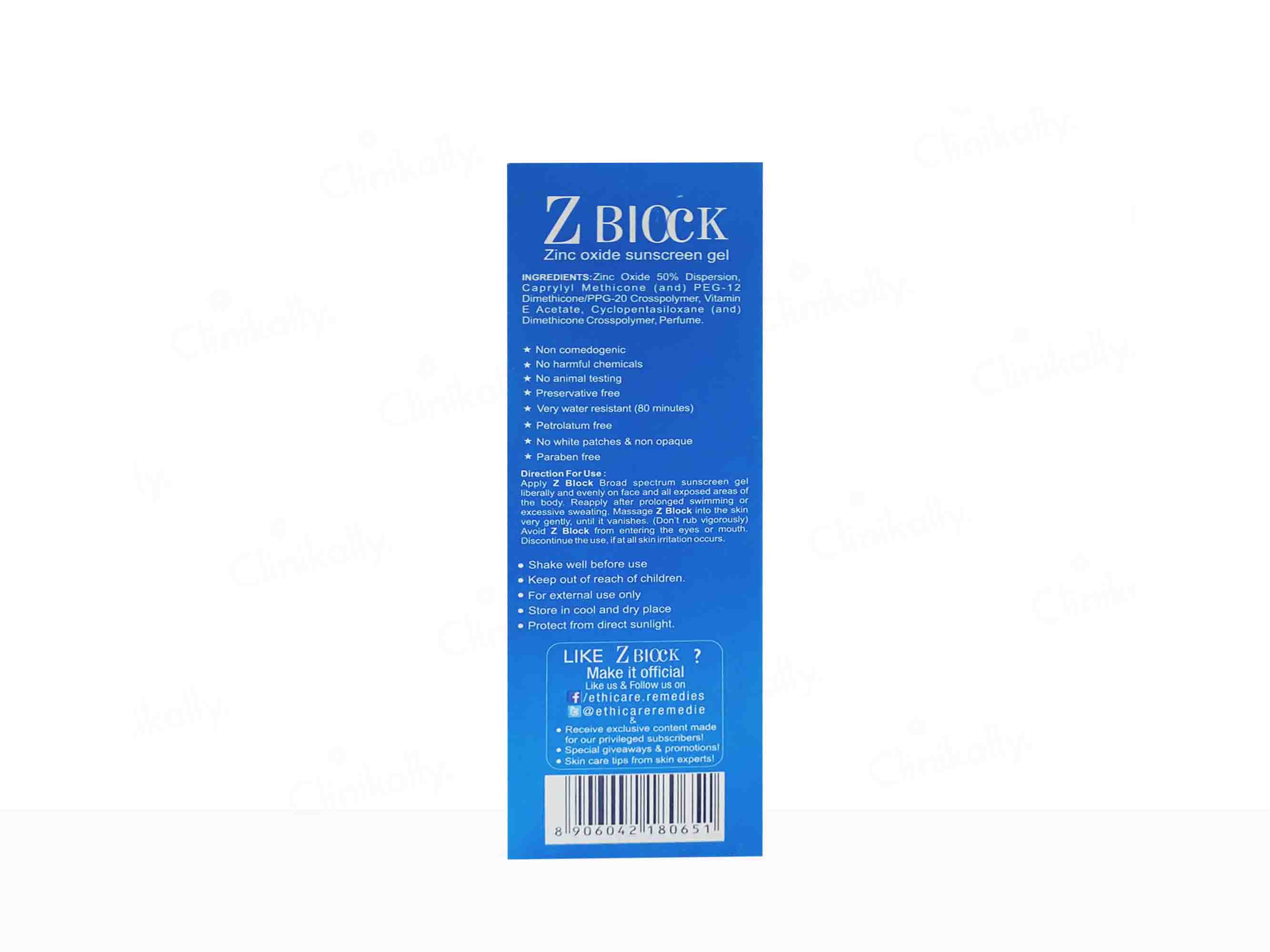 Z Block Zinc Oxide Sunscreen Gel SPF 50+ PA+++ - Image 2