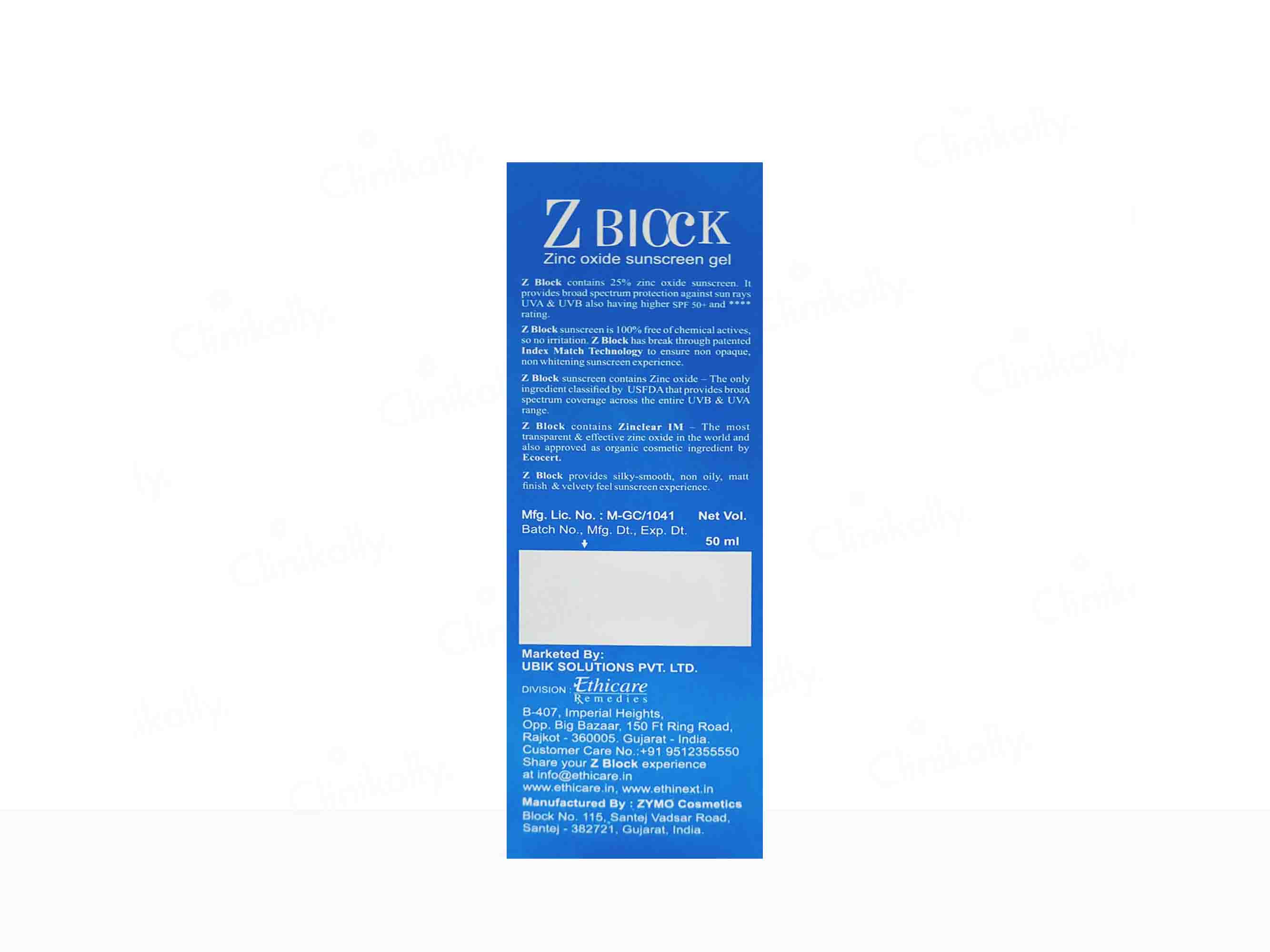 Z Block Zinc Oxide Sunscreen Gel SPF 50+ PA+++ - Image 3