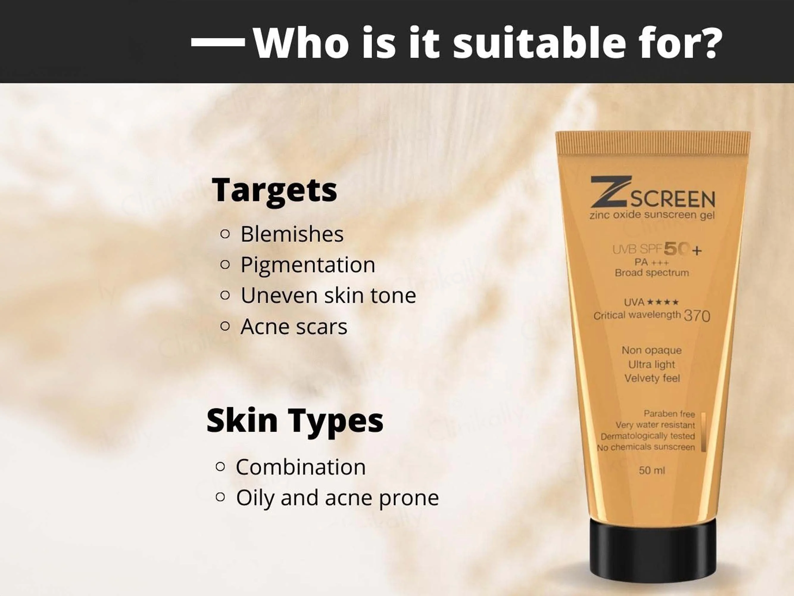 Z Screen Zinc Oxide Sunscreen Gel SPF 50+ PA+++ - Image 3