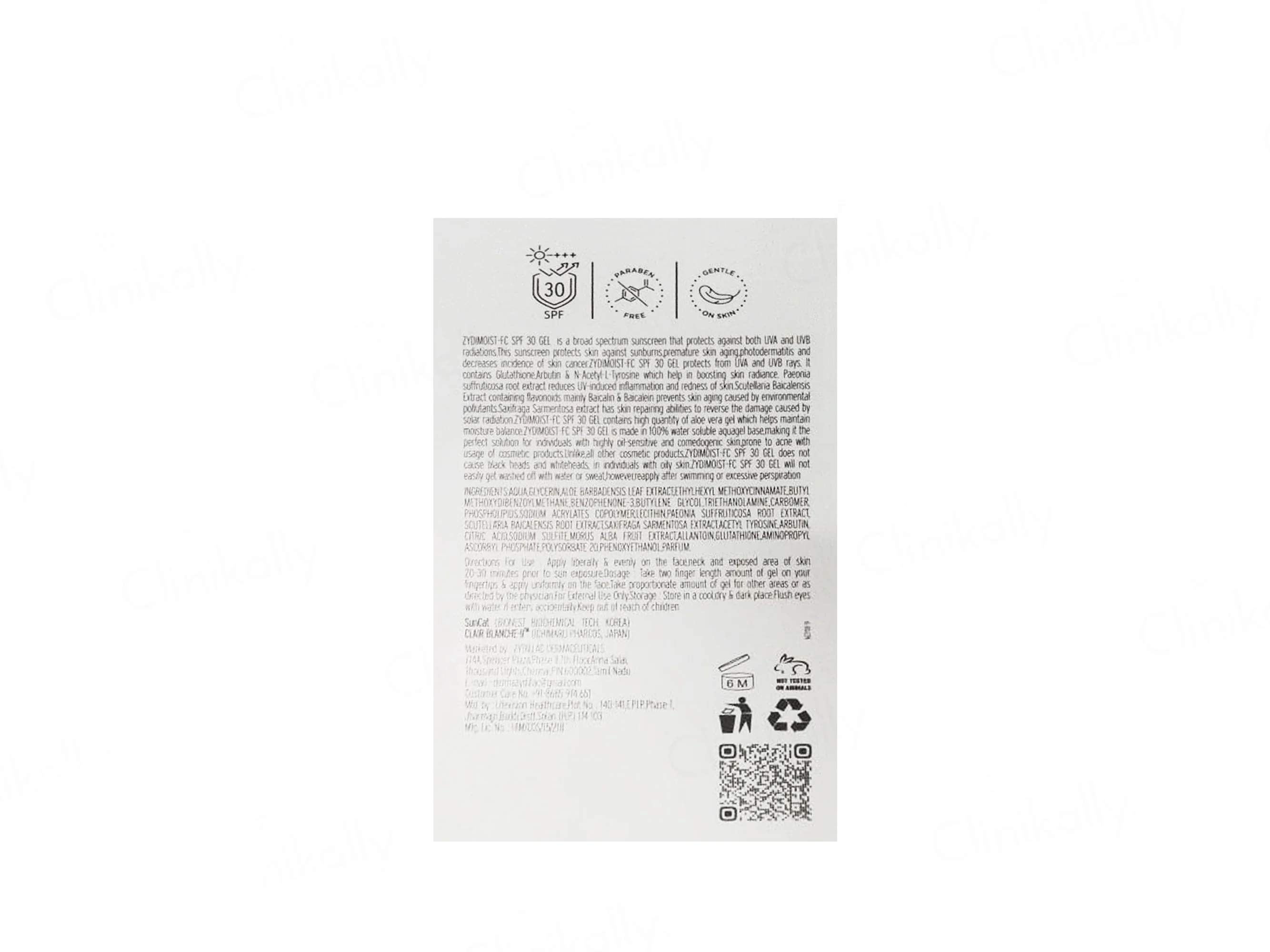 Zydimoist-FC Oil-Free Nano Microencapsulated Water Touch Sunscreen Gel SPF 30 - Image 3